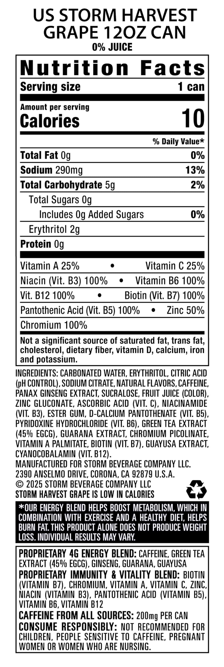 STORM Harvest Grape Energy Drink, 12 fl oz, 12 Pack