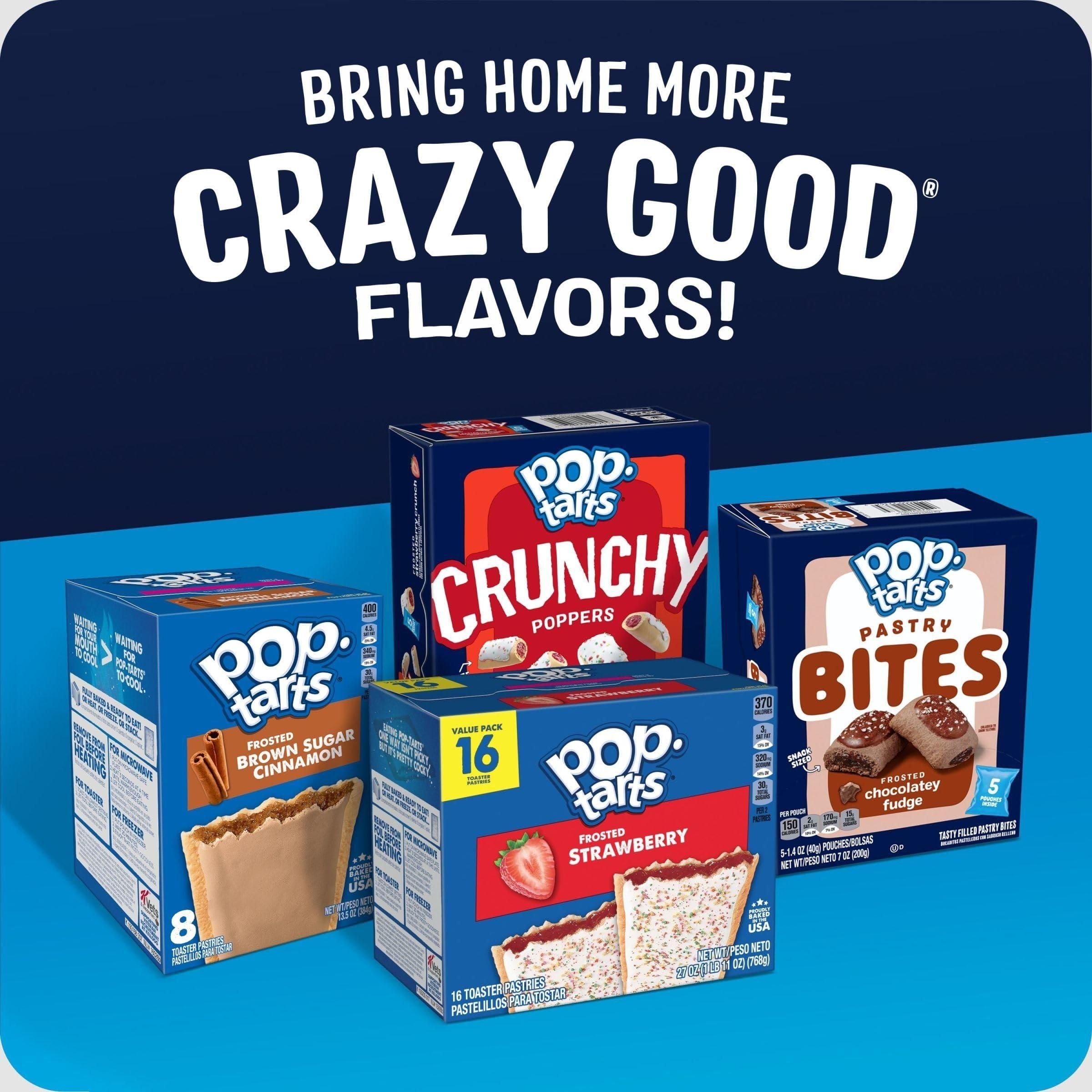 Pop-Tarts Brownie Crunch Snack Bites, Frosted Crunchy Poppers, Kids & On-the-Go Treats, 5oz Box (5 Pouches) - Pop-Tarts