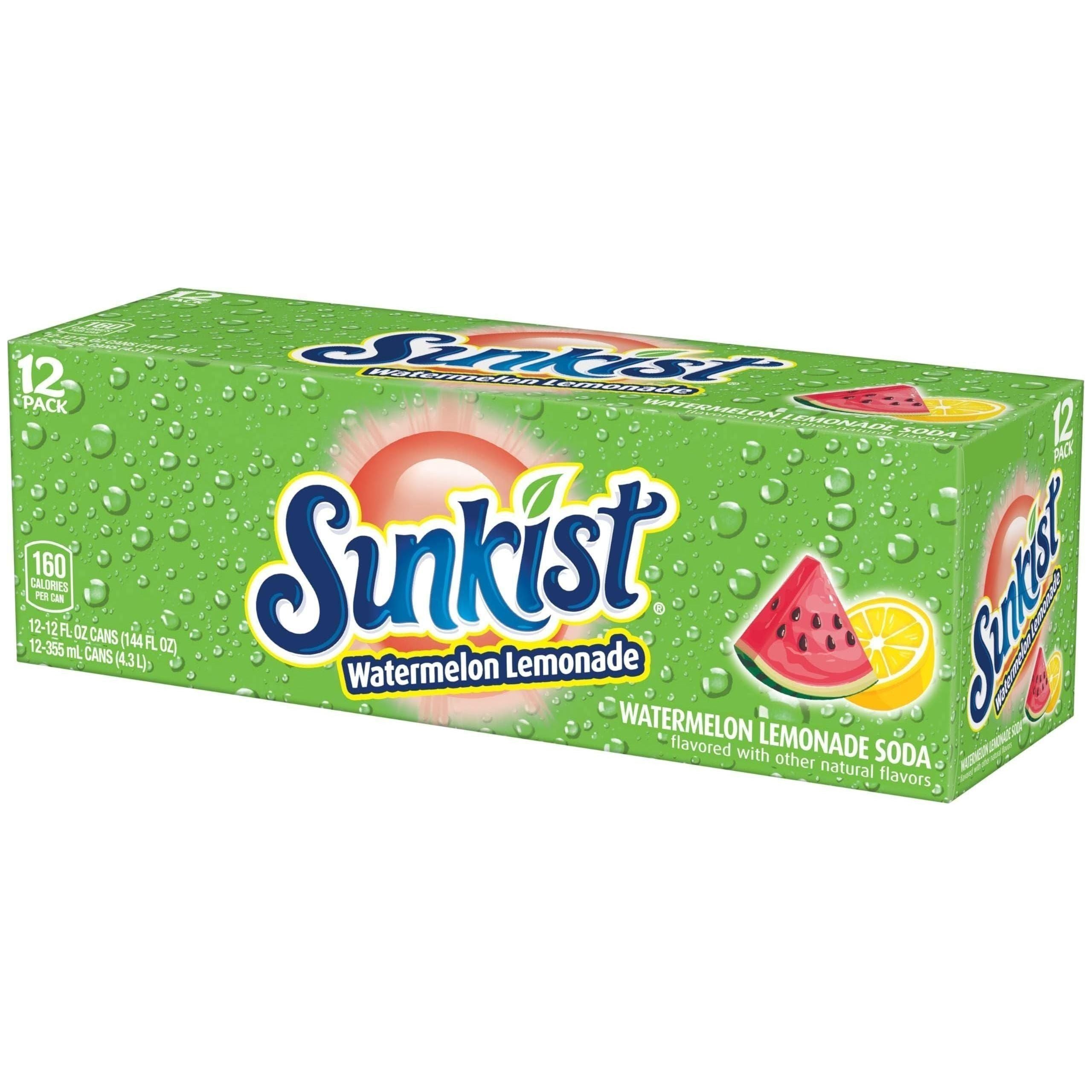 SUNKIST Watermelon Lemonade Refreshing Beverage, 12 oz - 12 Pack - Sunkist