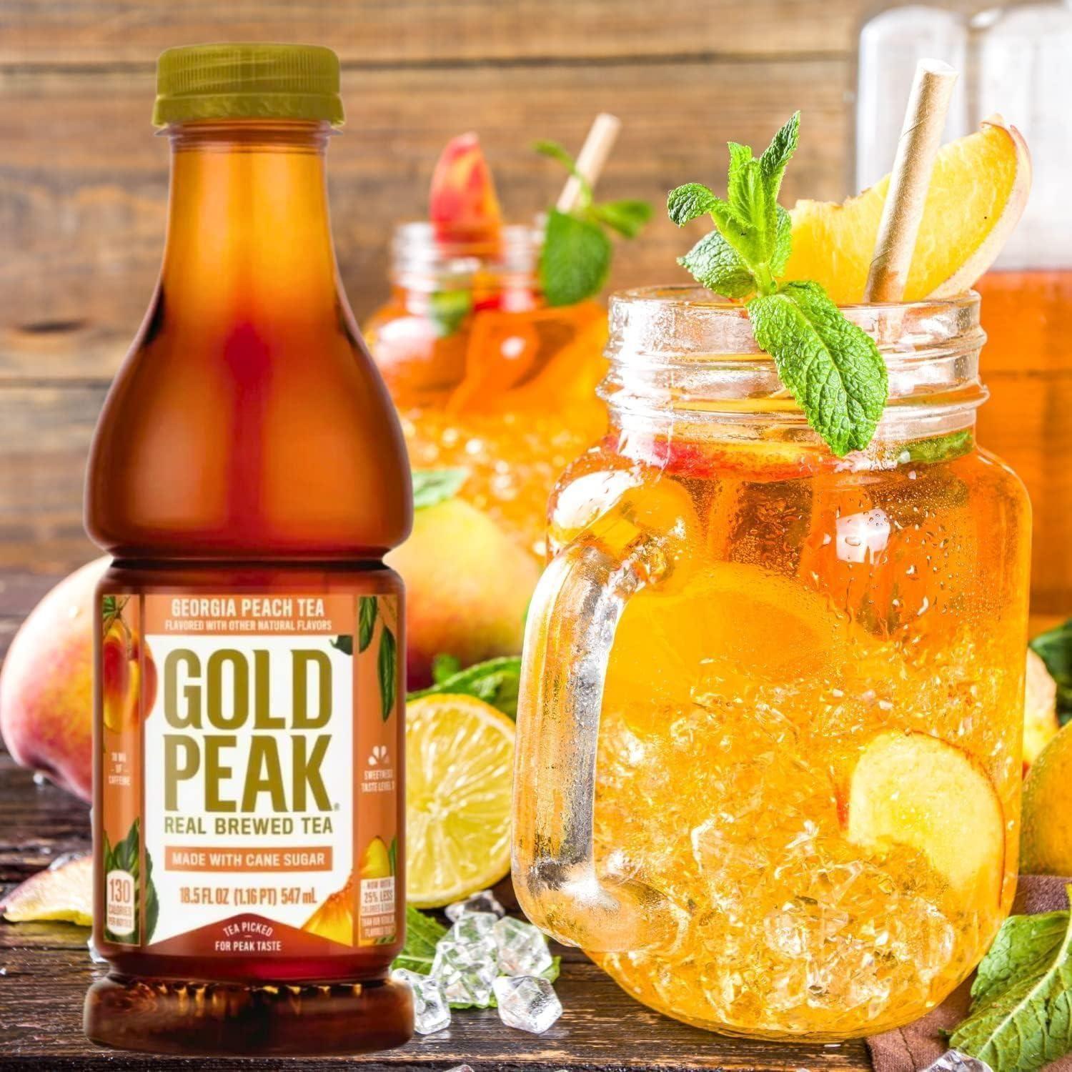 Gold Peak Georgia Peach Tea, 18.5 oz Bottle, Pack of 3 - Gold Peak