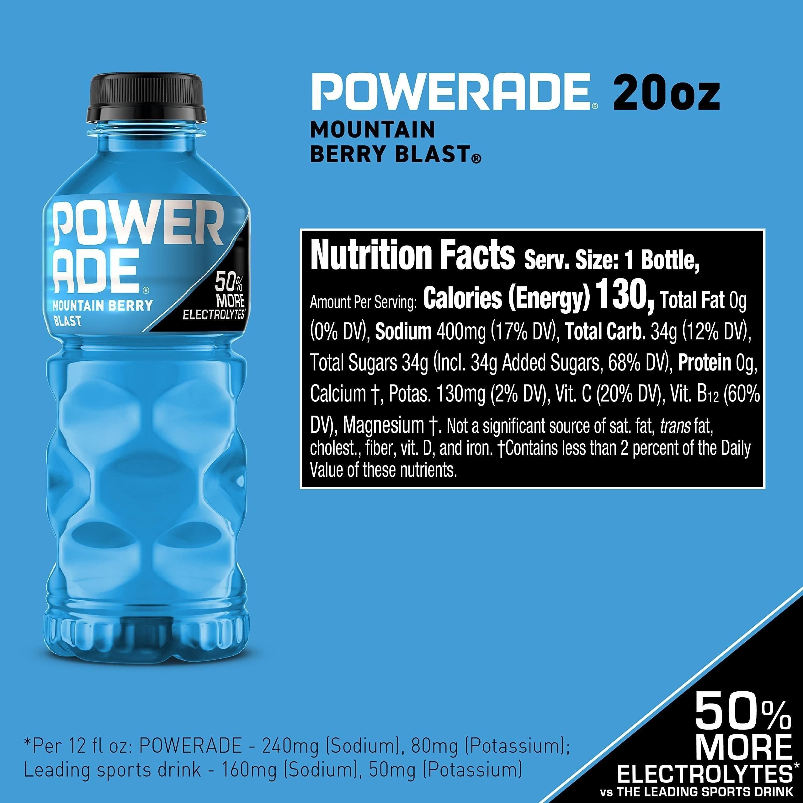 POWERADE Mountain Berry Blast Sports Drink, 20 fl oz, 8-Pack - Powerade