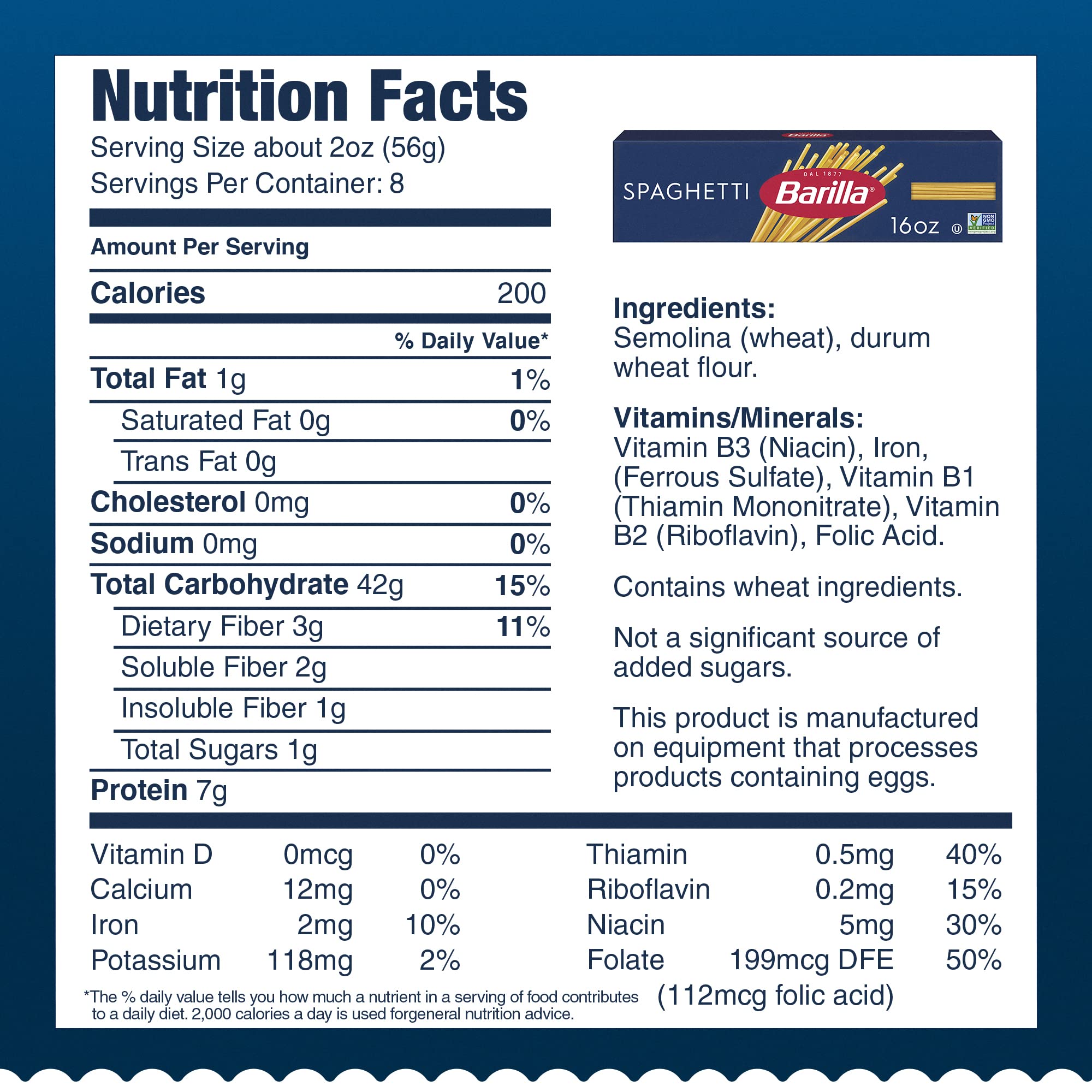 Barilla Spaghetti Pasta, 16 oz. Box (Pack of 8) - Non-GMO, Made with Durum Wheat Semolina - Kosher Certified - Barilla