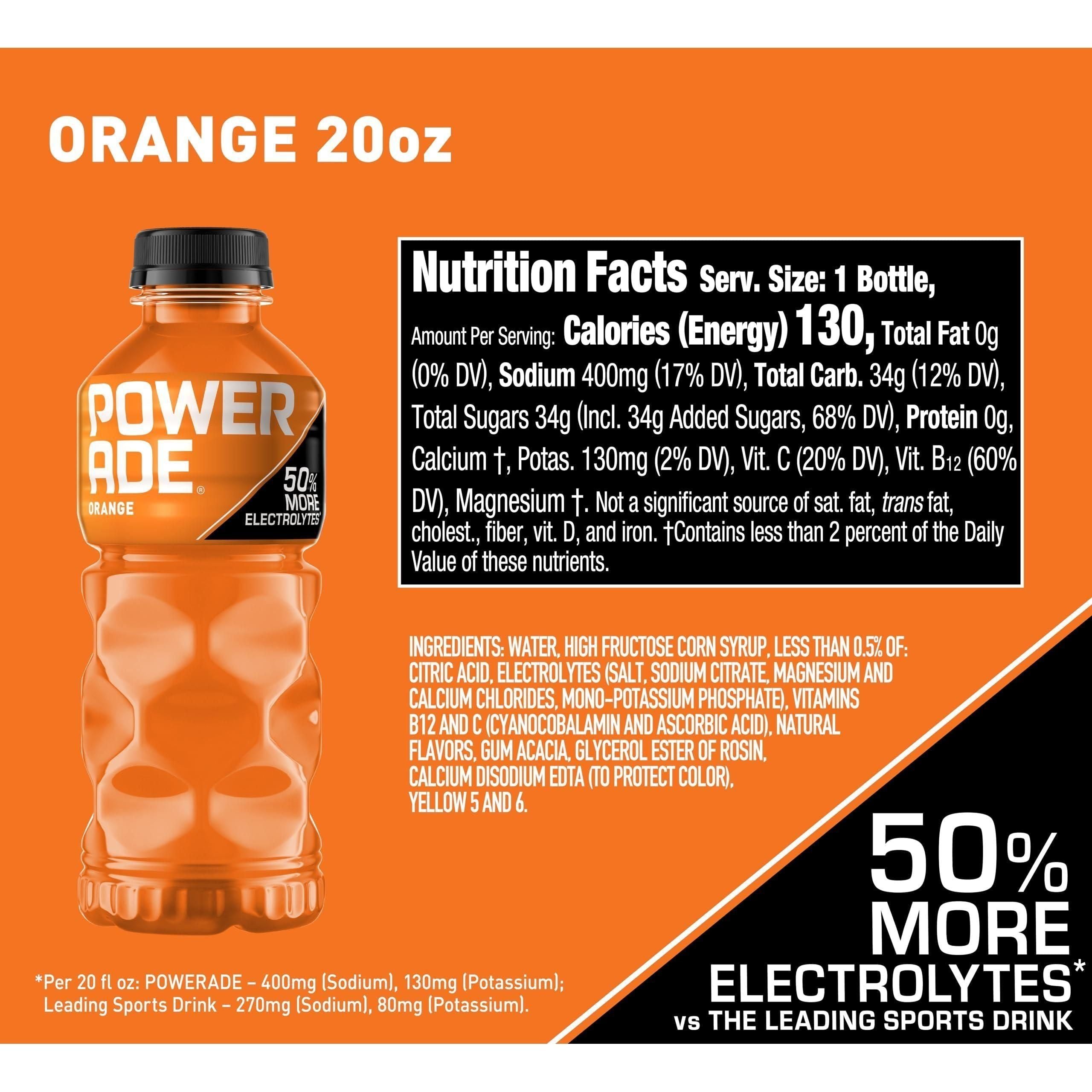 POWERADE Orange Electrolyte Sports Drink, 20 oz (Case of 24) - Powerade