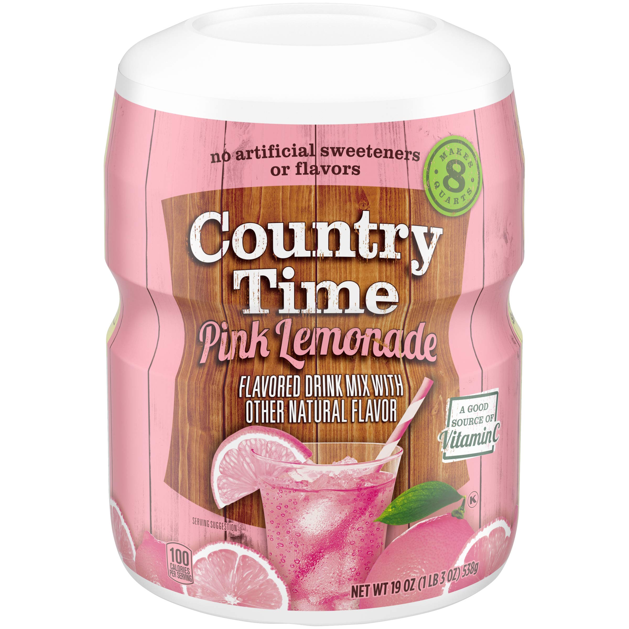 Country Time Pink Lemonade Drink Mix (19 oz Canisters, Pack of 4) - Country Time