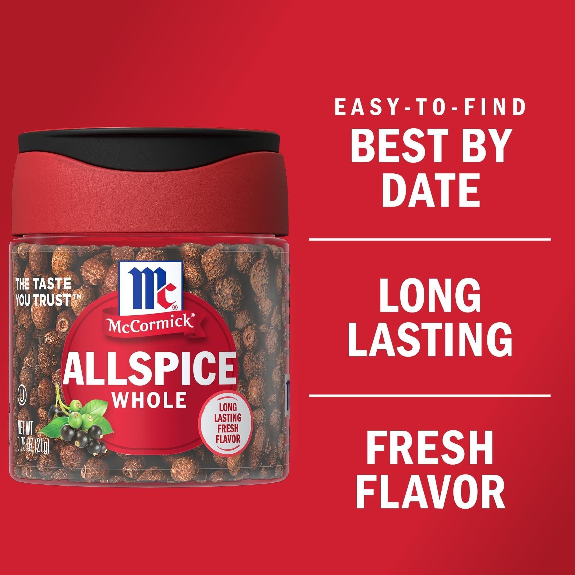 McCormick Hand-Picked Whole Allspice Berries, 0.75 oz, Pack of 6 - McCormick