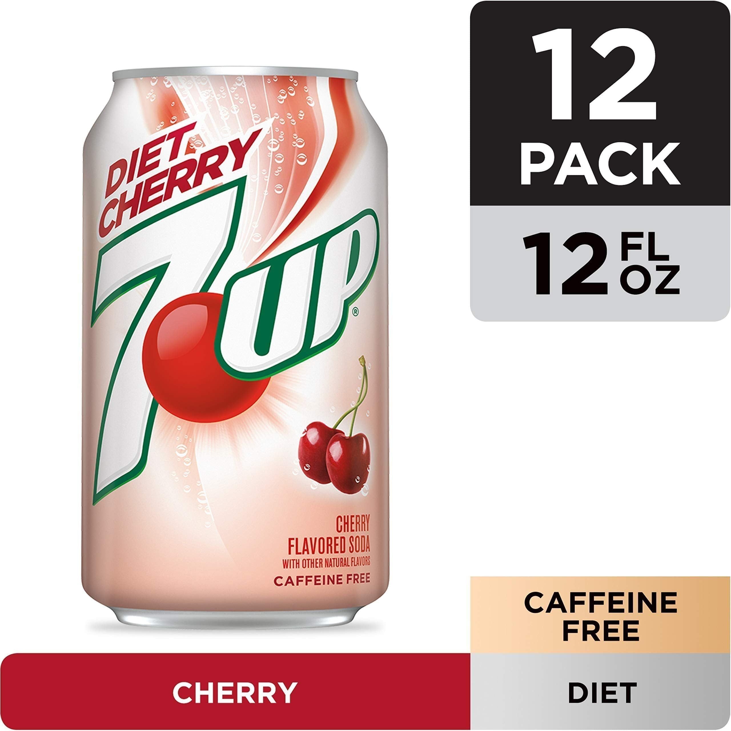 7UP Diet Cherry Soda - 12 Cans of Guilt-Free Refreshment, 12 fl oz Each - 7-Up