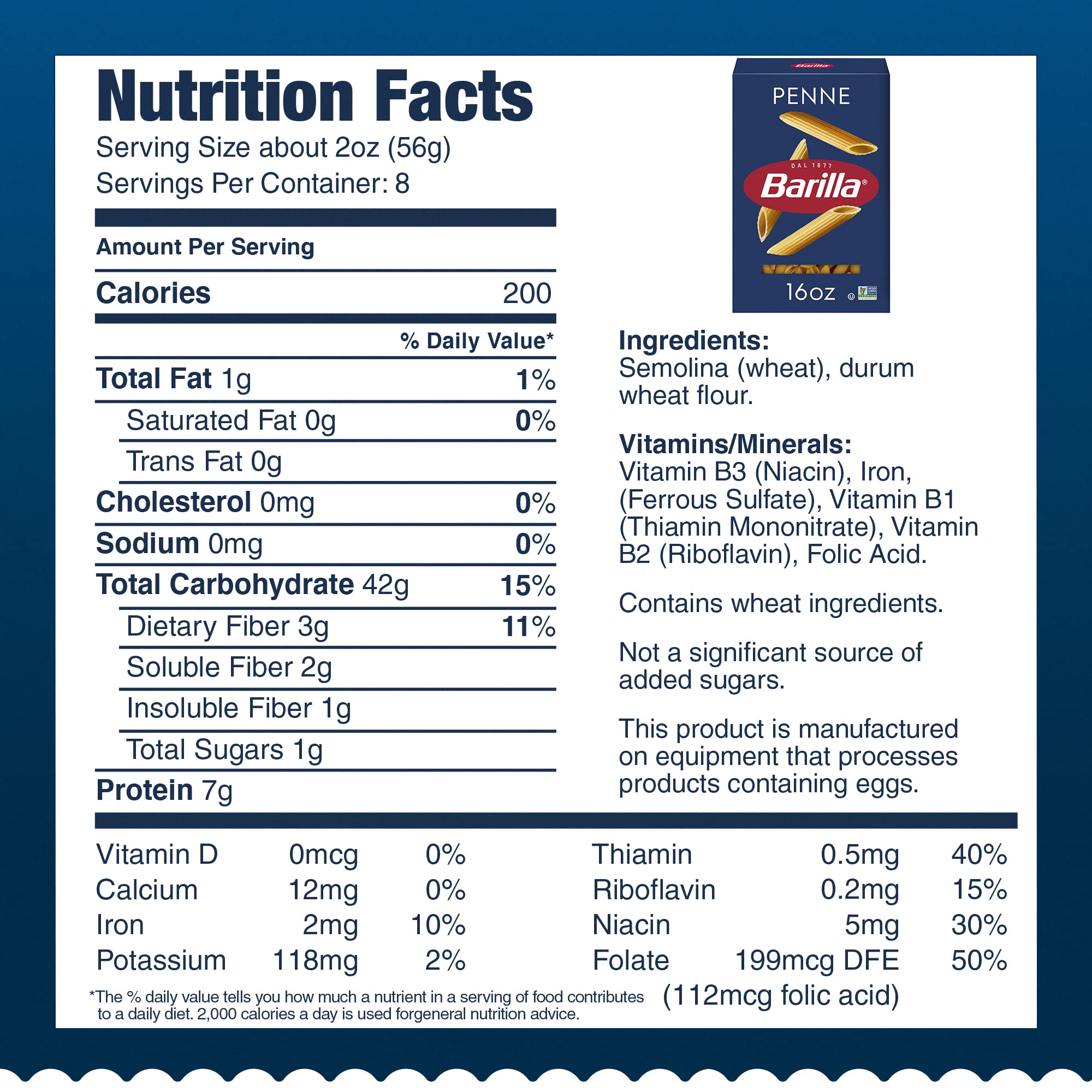 Barilla Penne Pasta, 16 oz. Box (Pack of 8) - Non-GMO, Made with Durum Wheat Semolina - Kosher Certified - Barilla