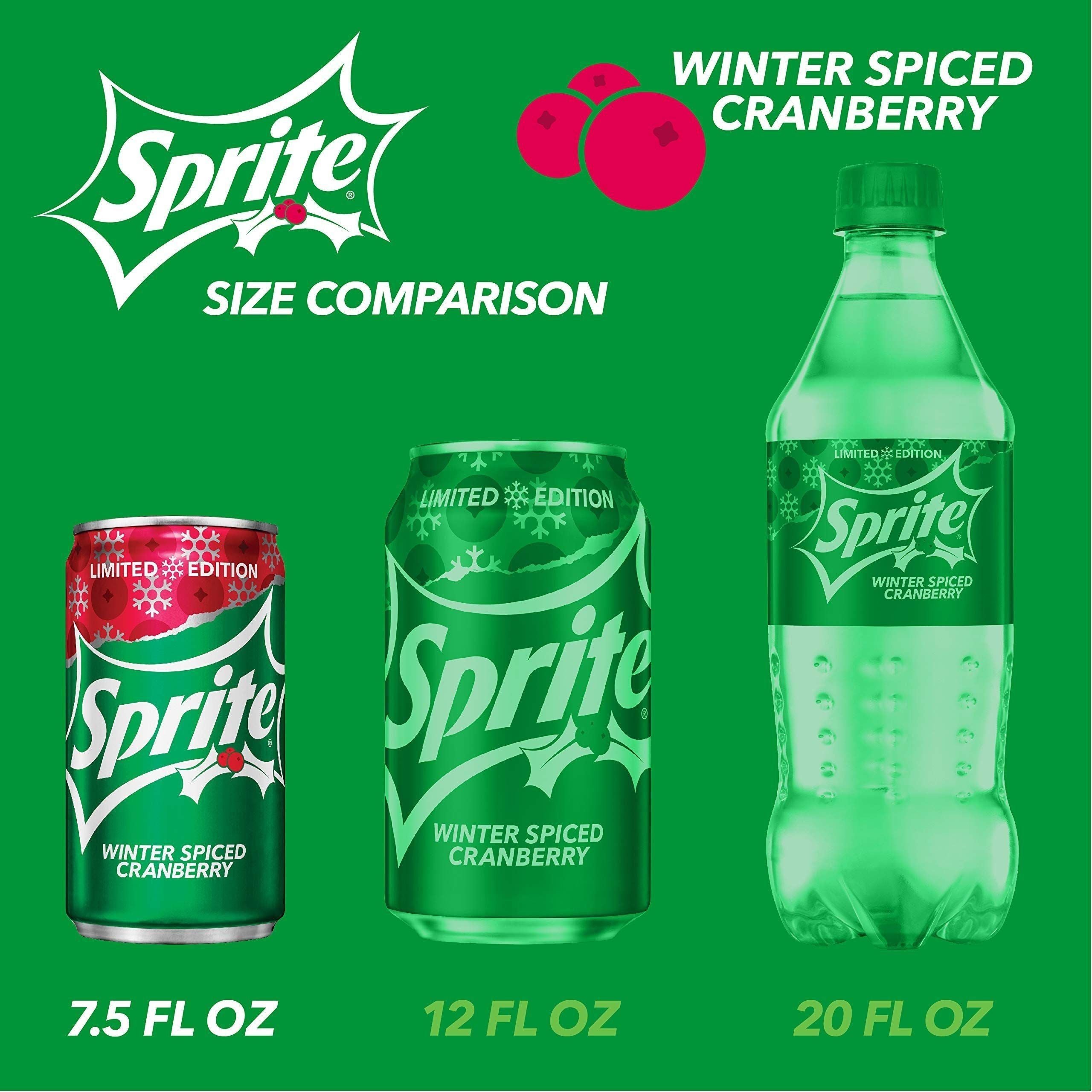 Sprite Winter Spiced Cranberry Lemon Lime Mini Soft Drink, 7.5 fl oz, Pack of 6 Cans - Sprite