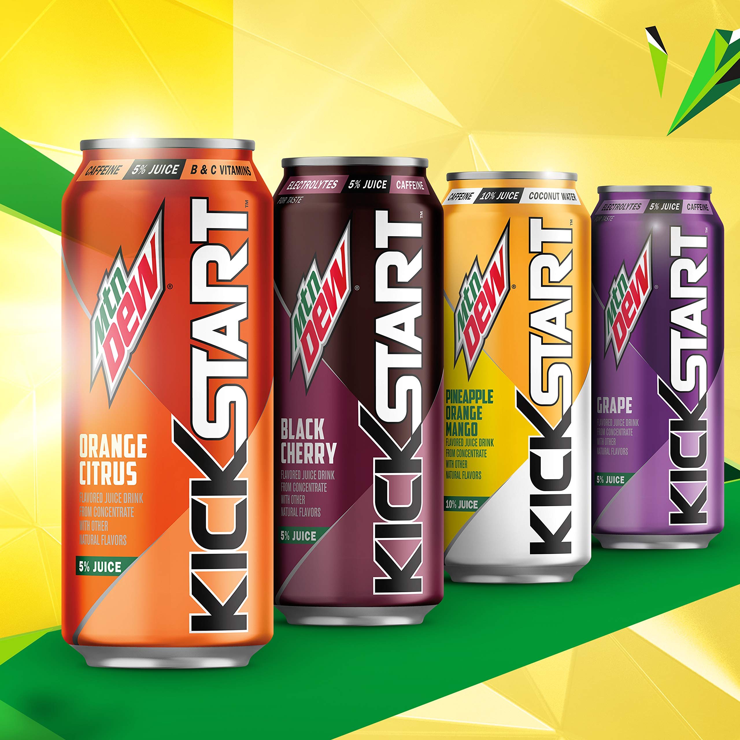 Mountain Dew Kickstart Energy Drink Orange Citrus, 16 fl oz, 24 Pack