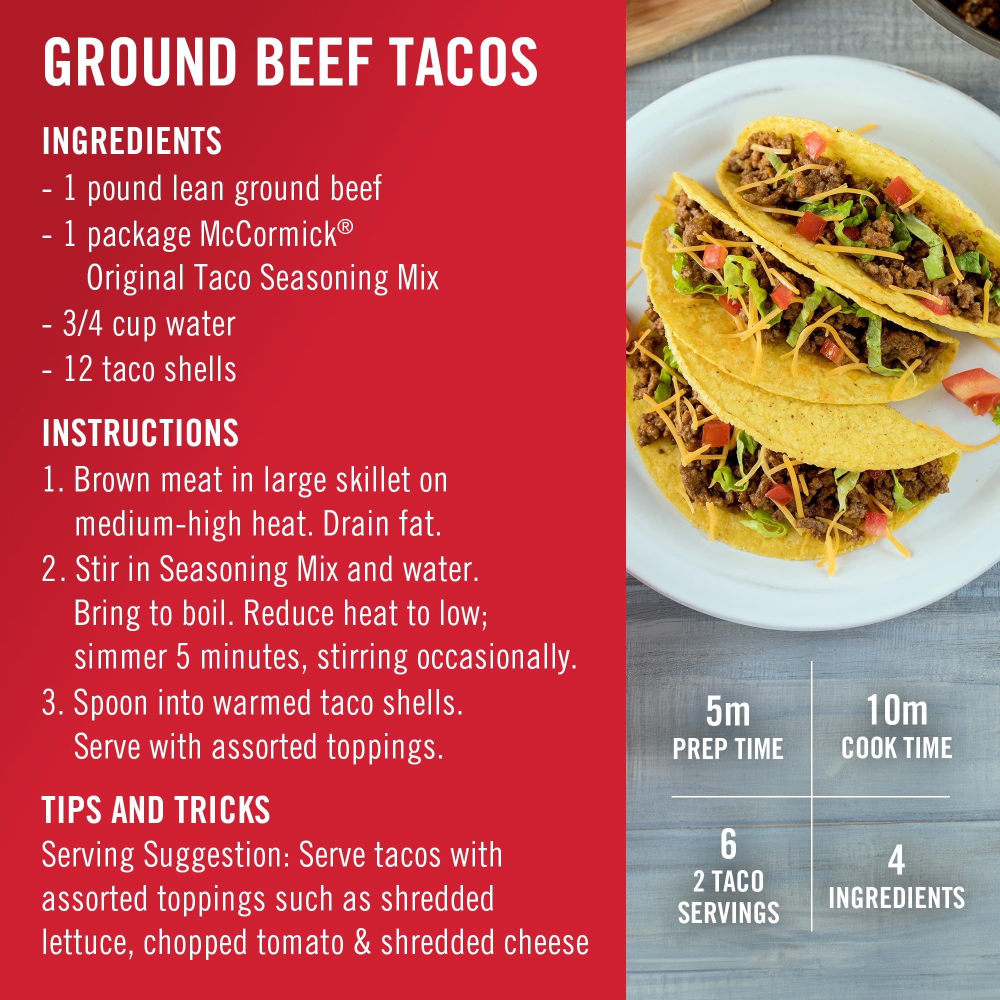 McCormick Original Taco Seasoning Mix, 1 oz (6 PACK)