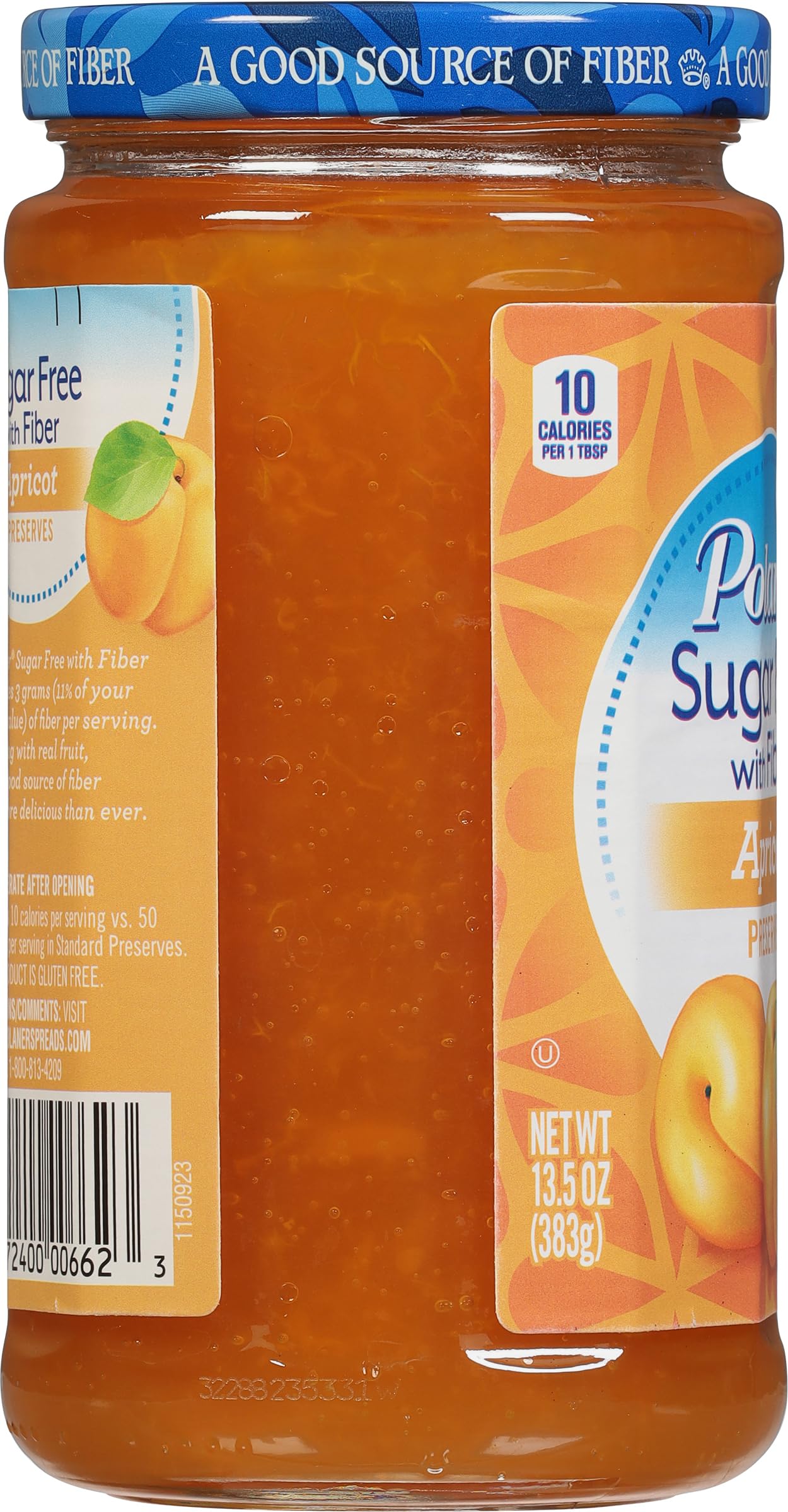 Polaner Sugar Free with Fiber, Apricot Jam, 13.5 Ounce - Polaner