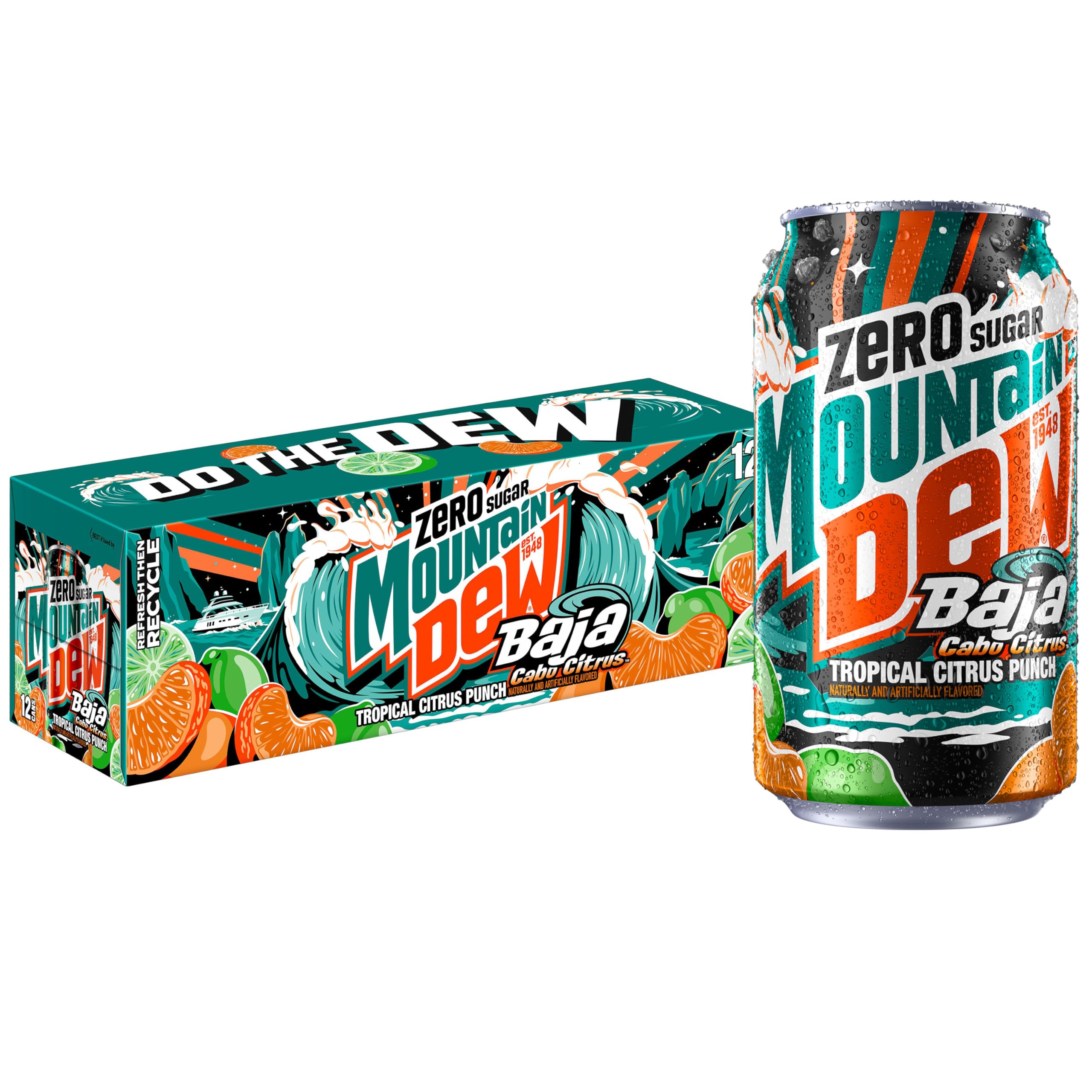 24 pack Mountain Dew, Baja Cabo Citrus Zero Sugar 12 Fl Oz Cans