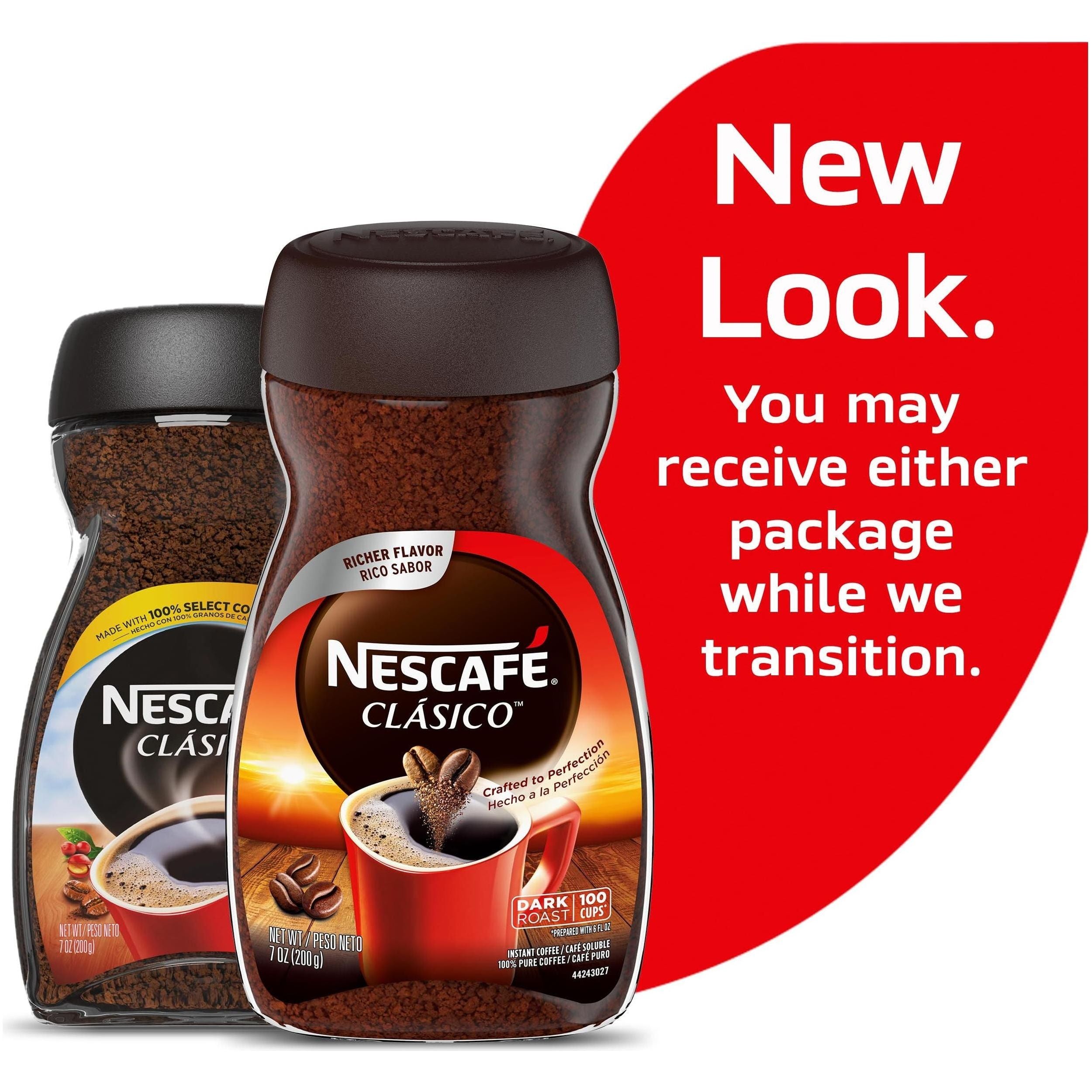 NESCAFÉ CLÁSICO Dark Roast Instant Coffee, 100% Real Coffee, 7 oz Jar, Pack of 6 - NESCAFÉ