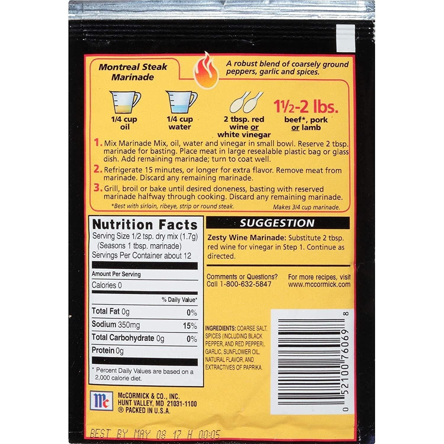 Montreal Steak Marinade by McCormick Grill Mates, 0.71 OZ - McCormick