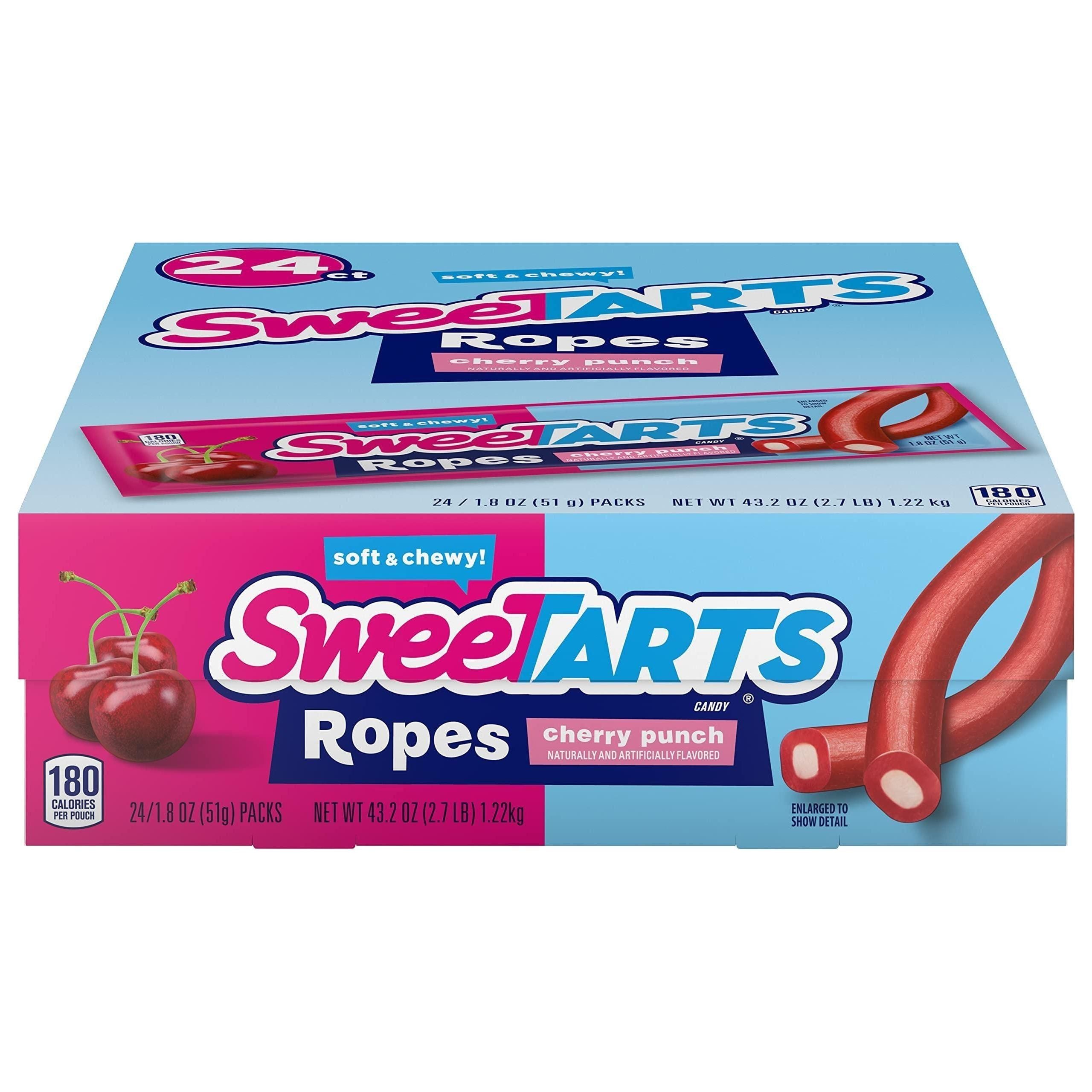 SweeTARTS Soft and Chewy Ropes, Cherry Punch Flavor, 1.8 Ounce Pouches (Pack of 24) - SweeTarts