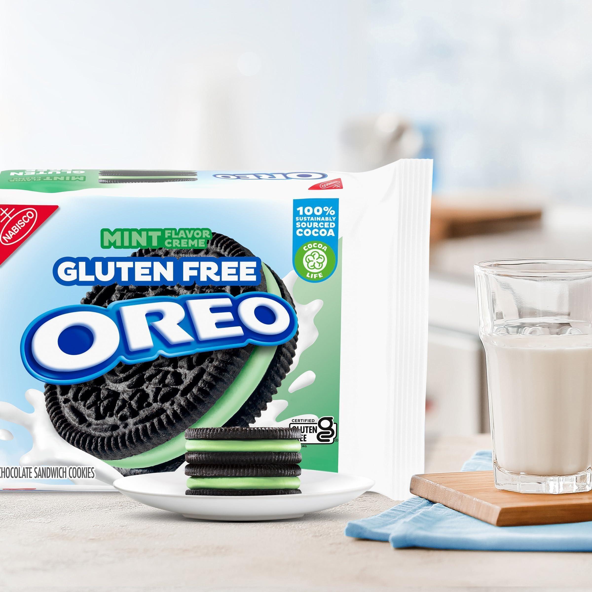 OREO Gluten Free Mint Cream Chocolate Sandwich Cookies, 12.47 oz - Indulgent Gluten Free Treats - Oreo