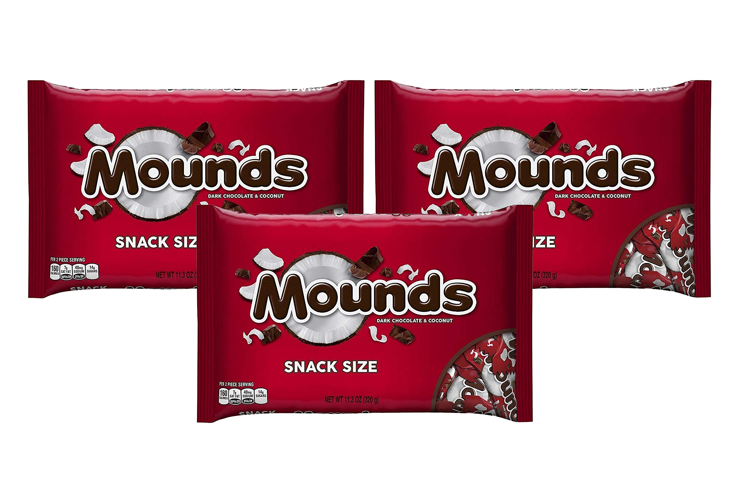 MOUNDS Dark Chocolate & Coconut Snack Size Candy Bars, 11.3 oz, 3 Pack
