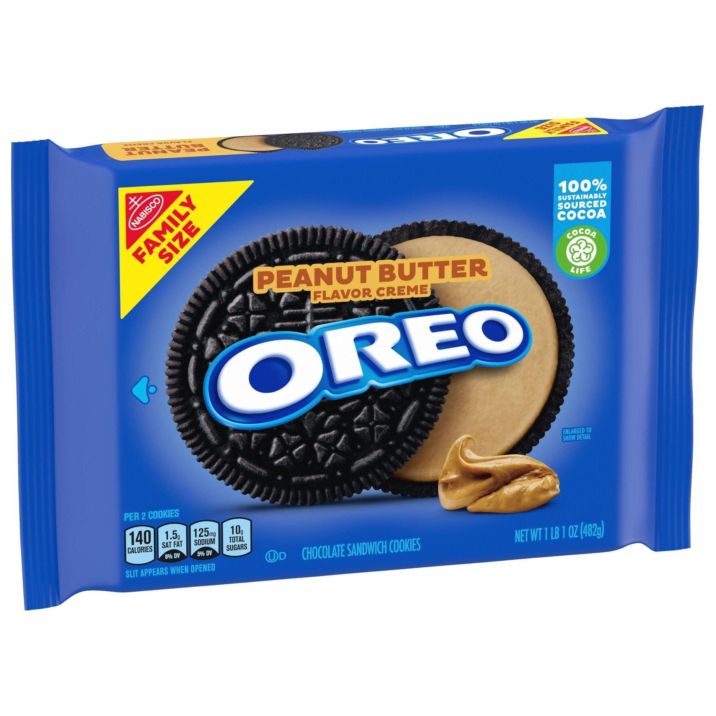 OREO Chocolate Sandwich Cookies with Peanut Butter Creme, Family Size, 17 oz - Oreo
