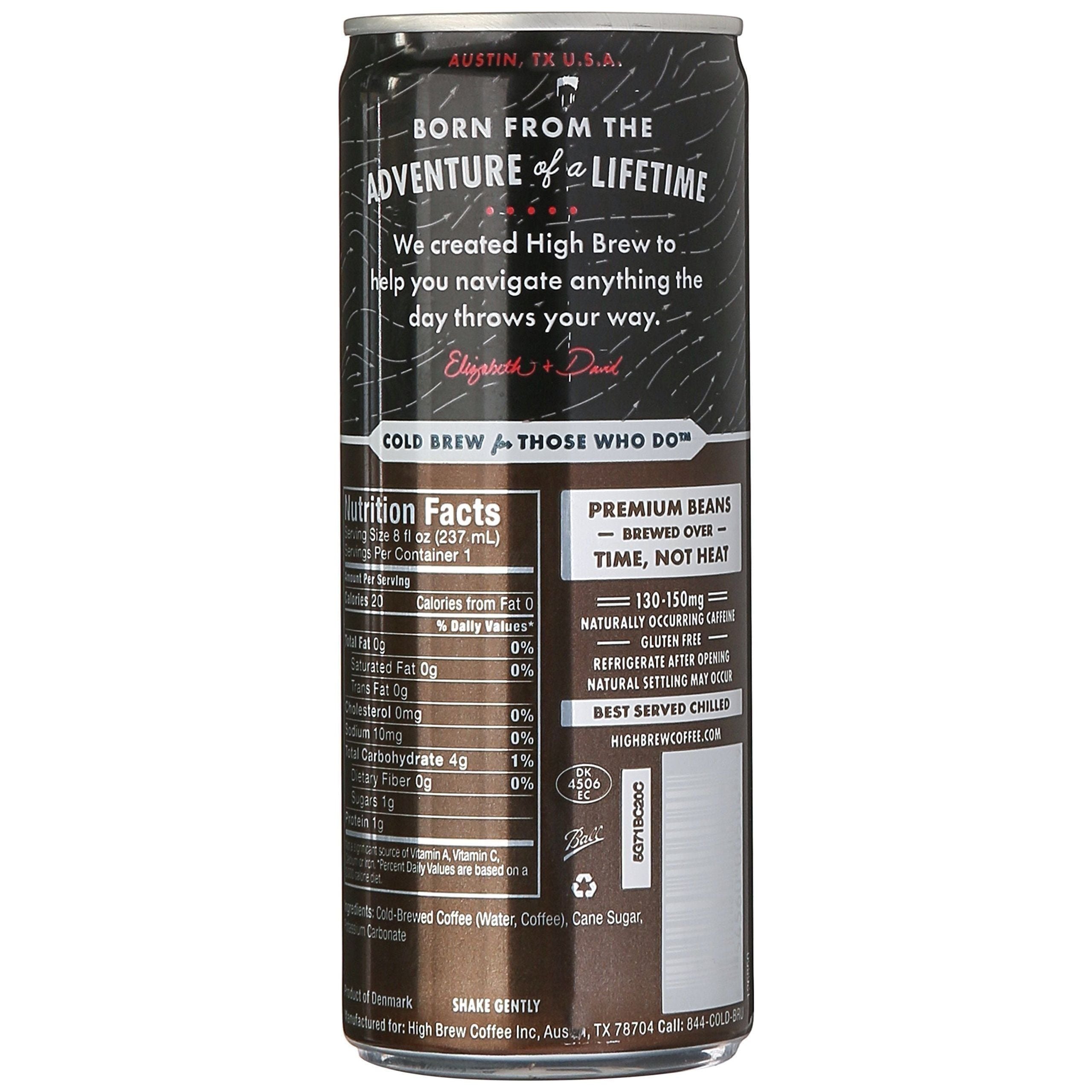 High Brew Cold-Brew Coffee, Black and Bold, 8 oz. Can - High Brew