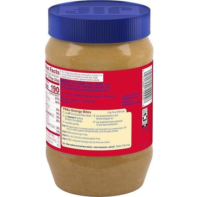 Jif Extra Crunchy Peanut Butter, 40oz, 8-Pack, High Protein - Jif