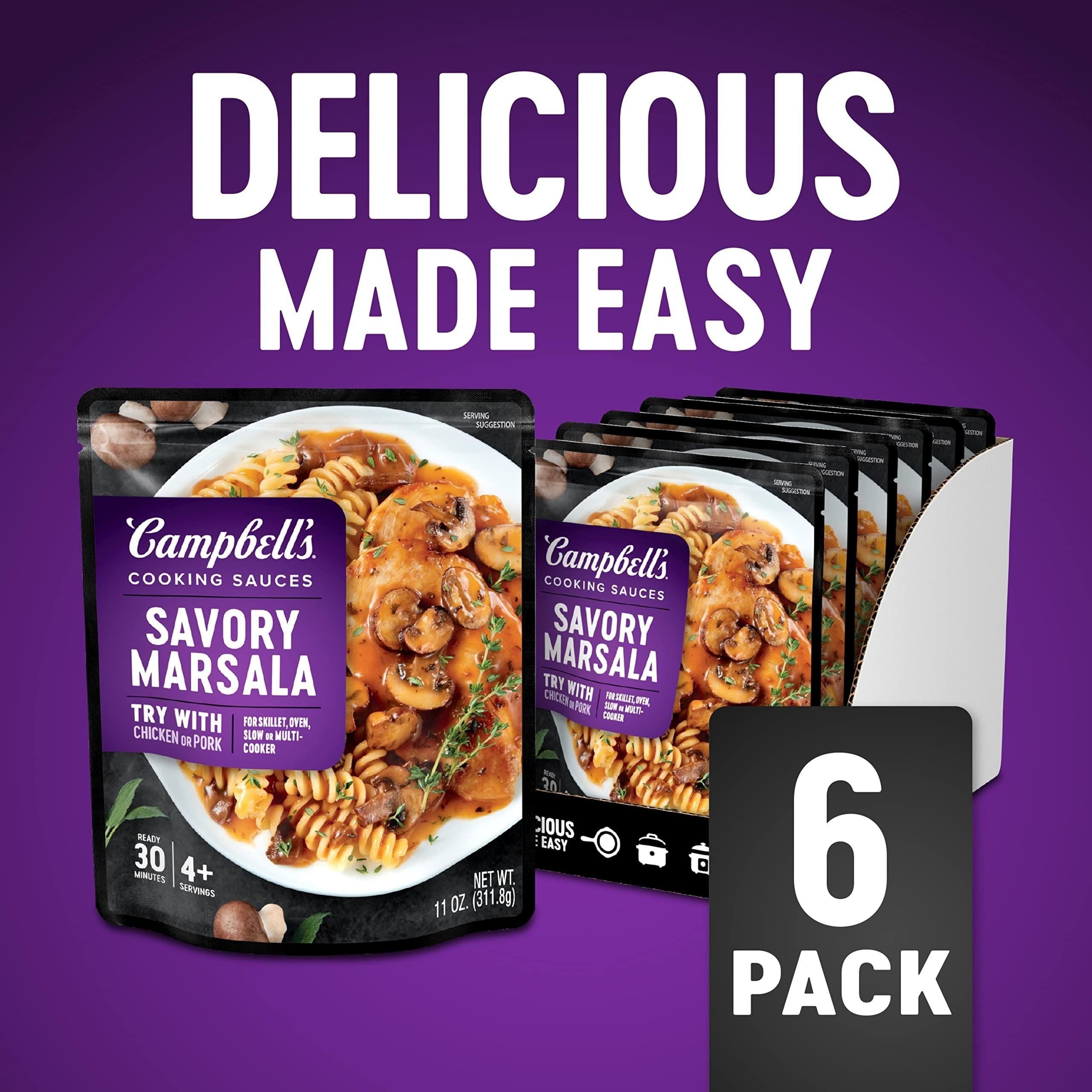 Campbell's Savory Marsala Cooking Sauce, 11 Oz Pouch for Easy Chicken Marsala Meals - Campbell's