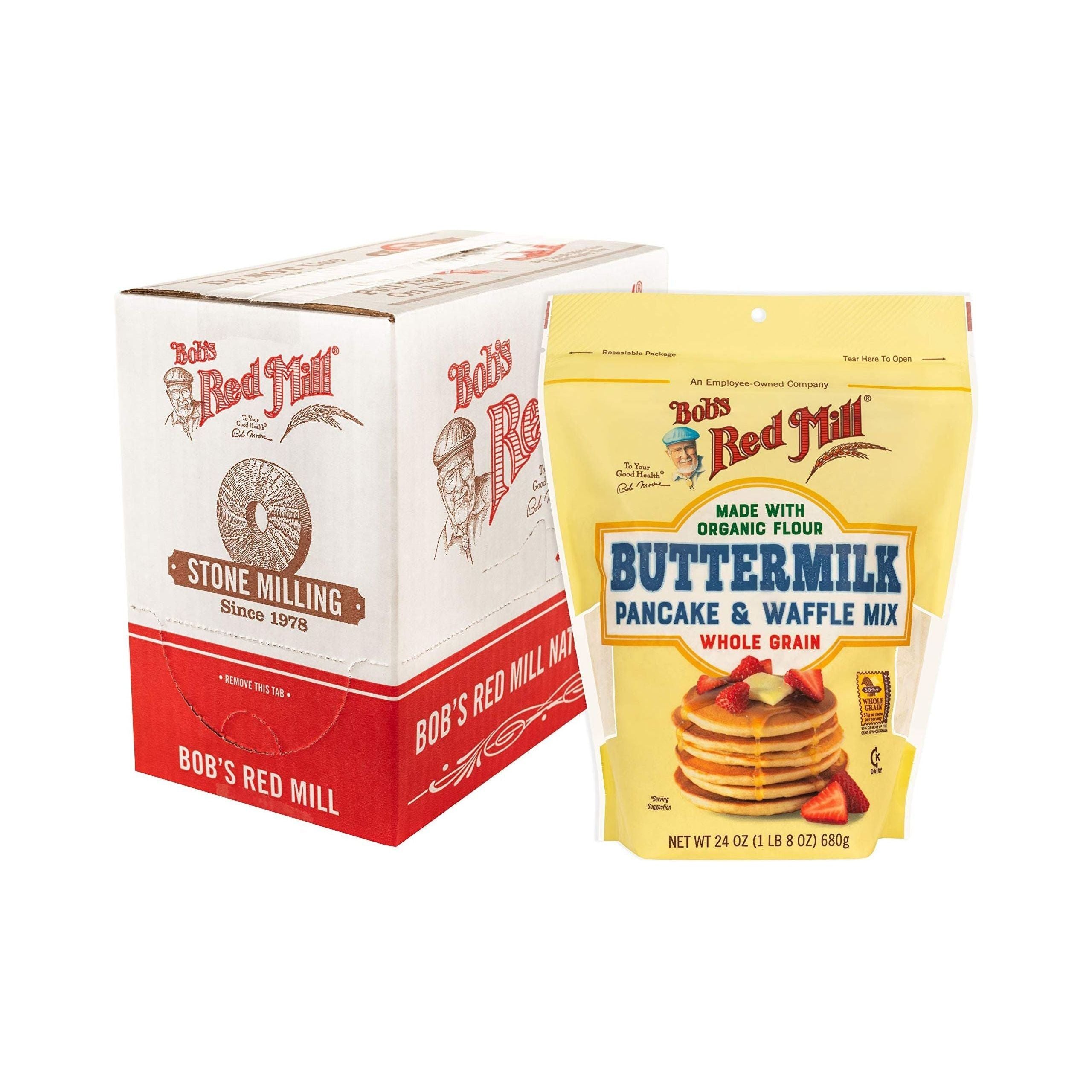 Bob's Red Mill Organic Whole Grain Buttermilk Pancake & Waffle Mix, 24 oz (4 Pack), Kosher Certified - Bob's Red Mill