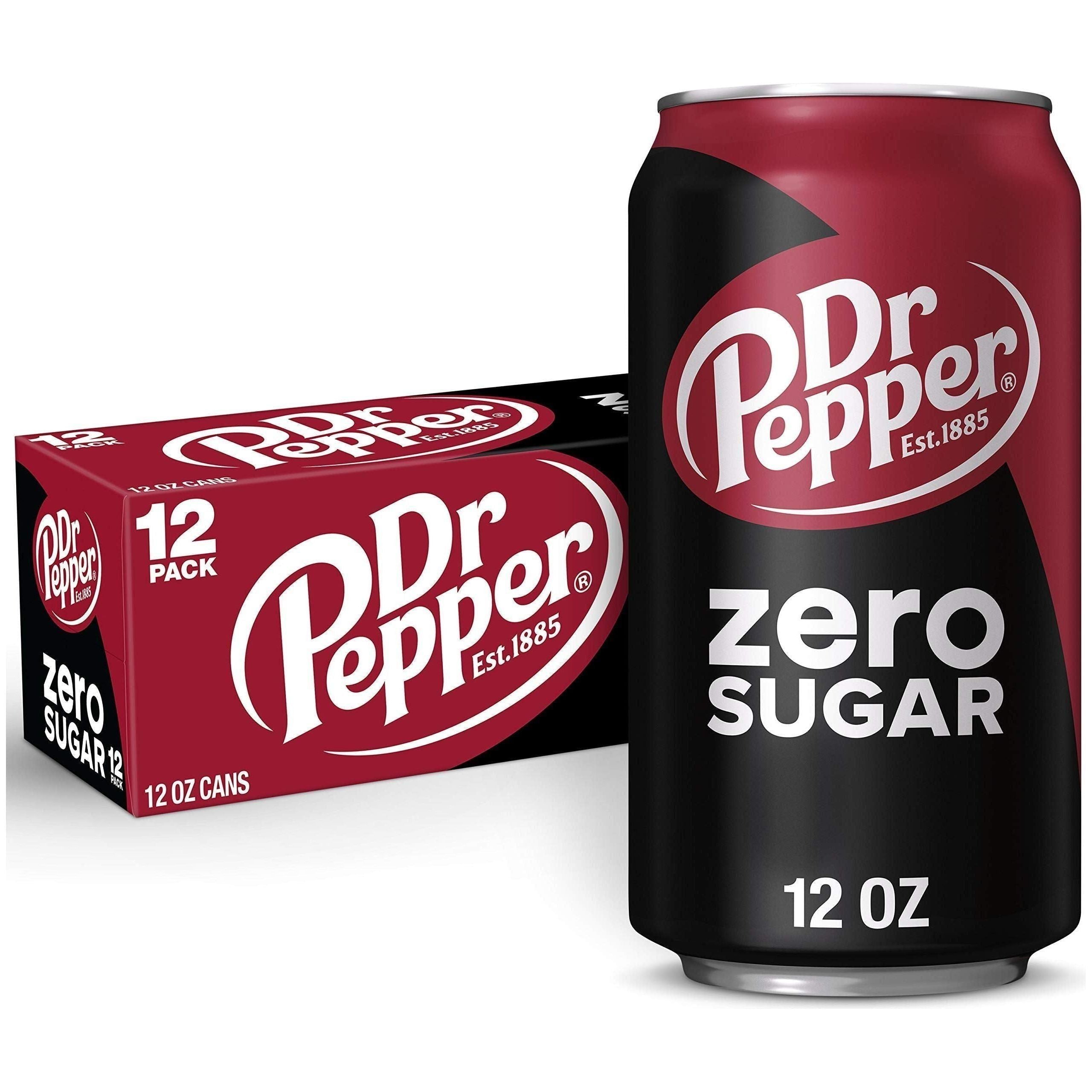 Dr Pepper Zero Sugar 12-Pack Cans - 12 fl oz Refreshing Soda - Dr. Pepper
