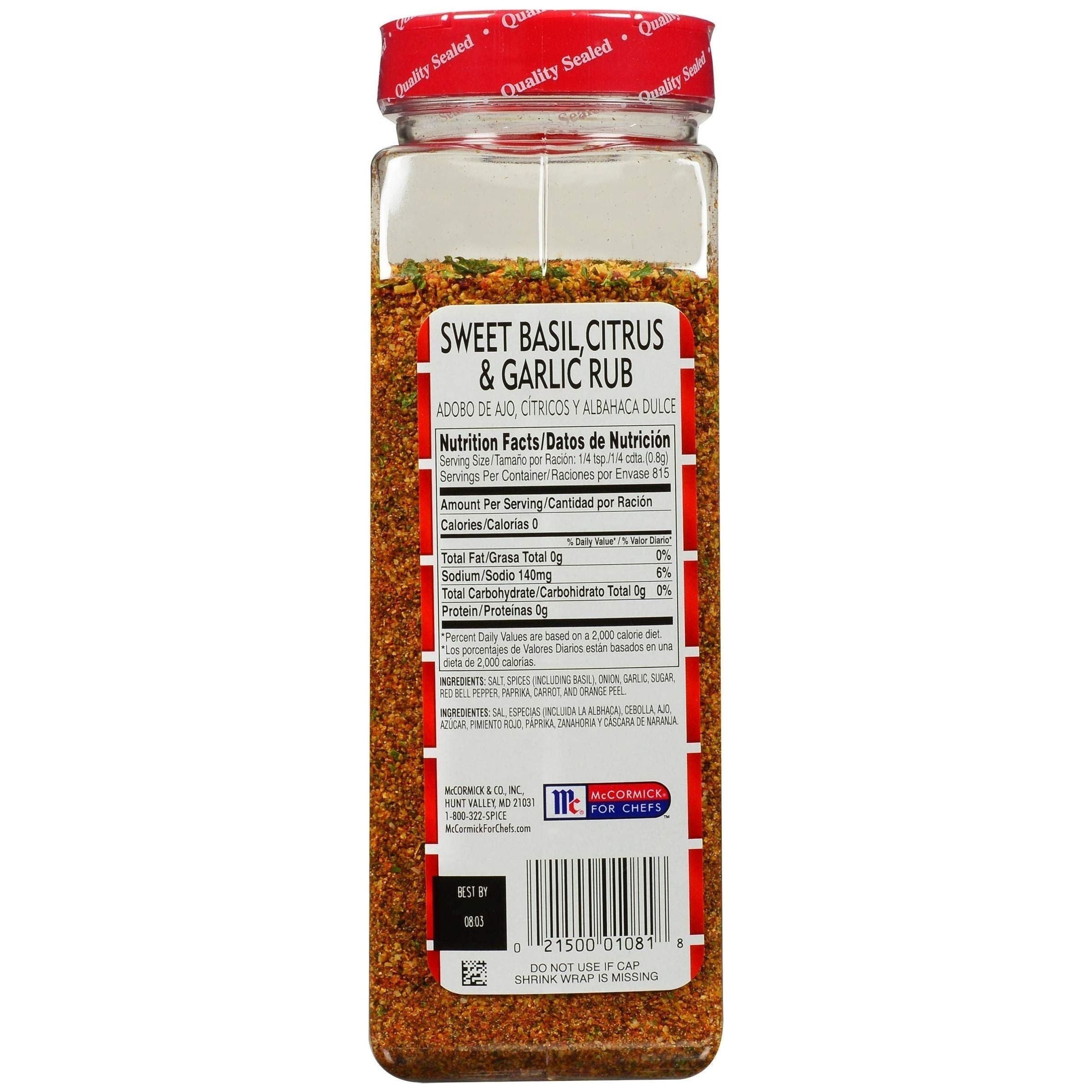 Lawry's Citrus Garlic and Sweet Basil Flavor Enhancer, No Added MSG, 23 oz - Lawry's