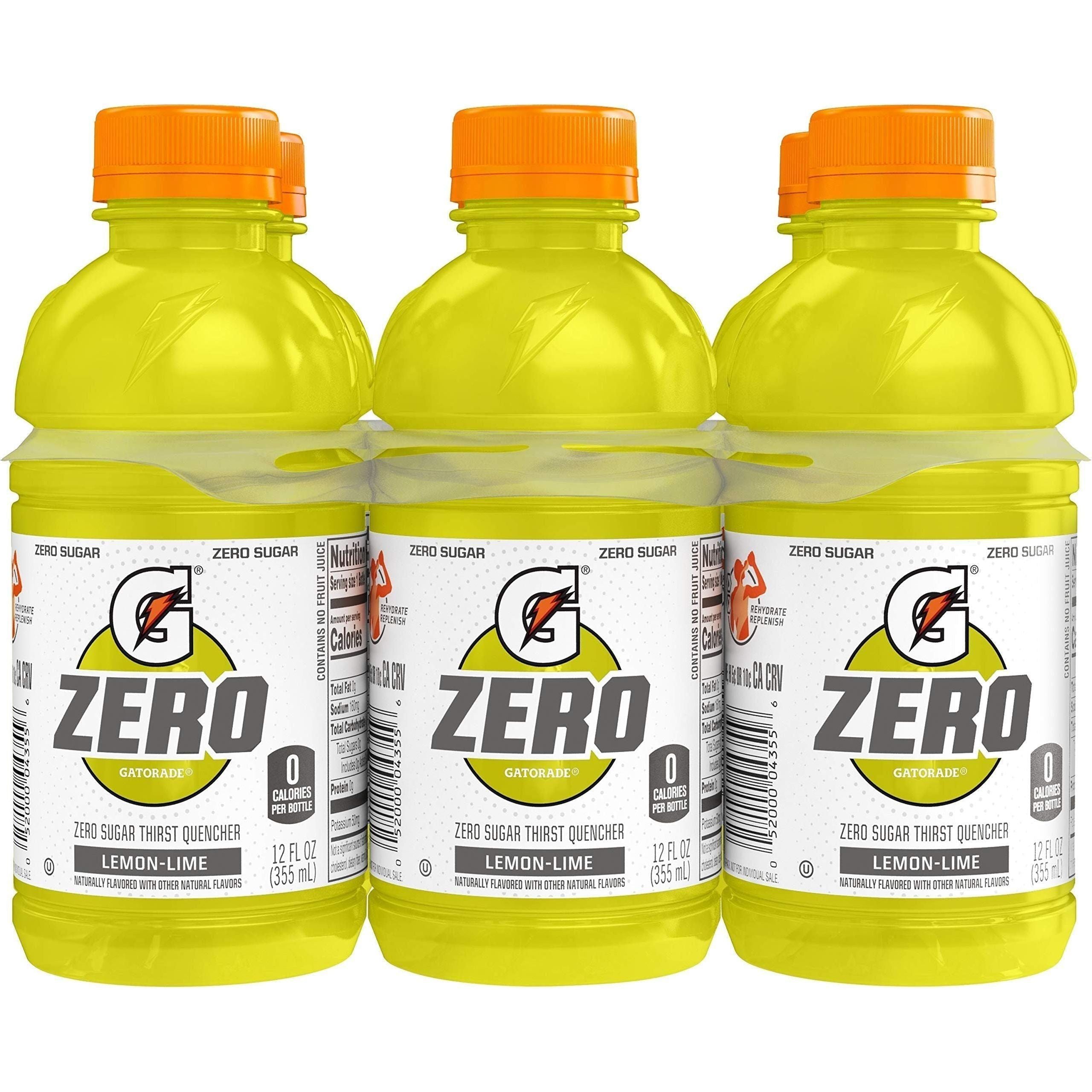 Gatorade G Zero Lemon Lime, 12 Fl Oz Bottles, 6 Pack - Gatorade