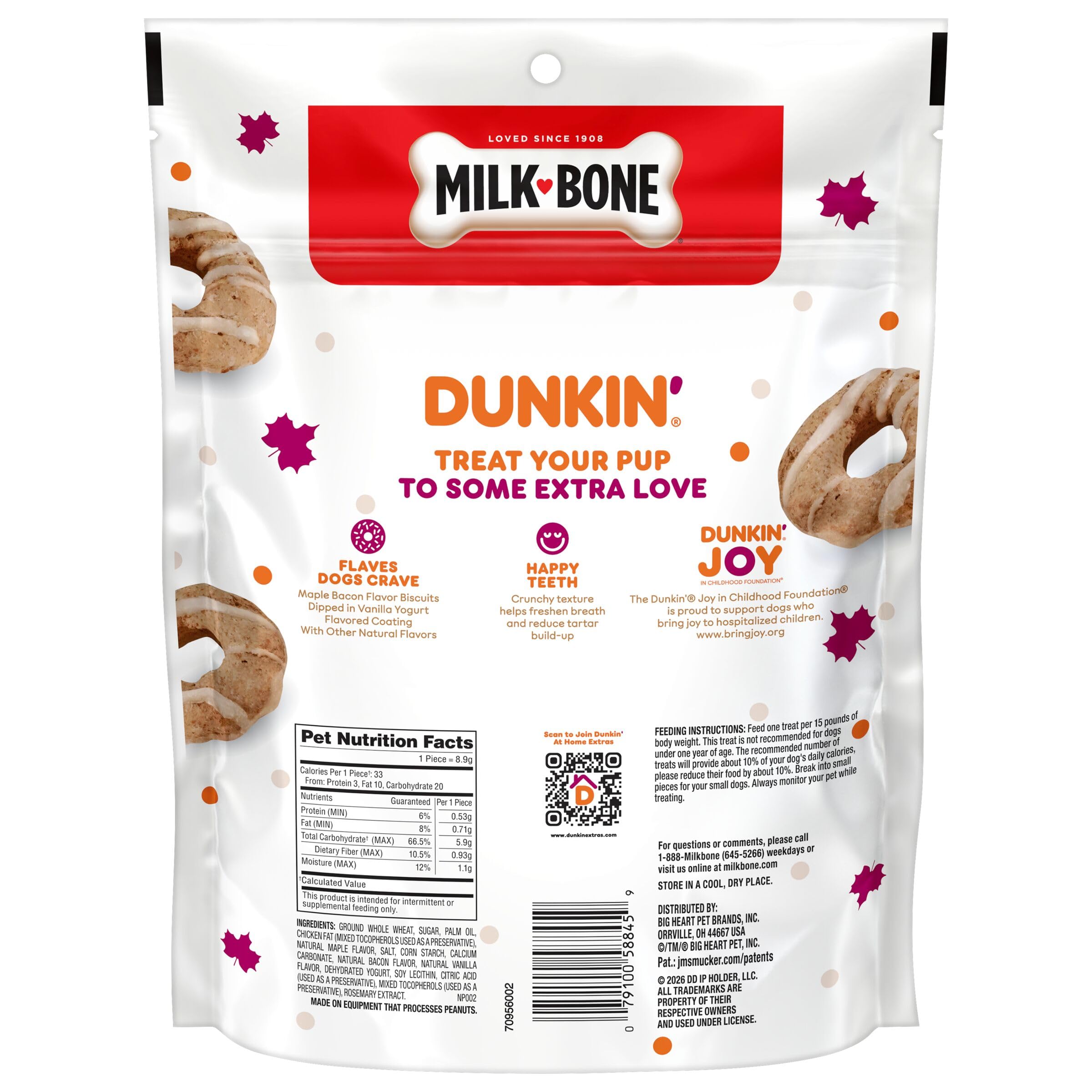 Milk-Bone Dunkin’ Maple Bacon Dog Biscuits, 8 oz, 2 Pack