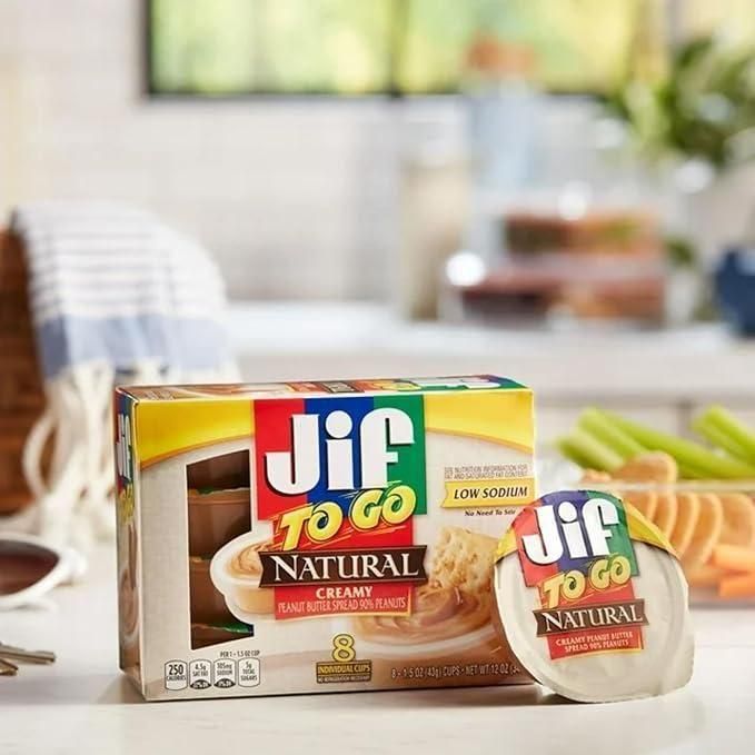 JIF To Go Natural Creamy PB 8 Cups (1.5 oz) - Pack of 6 - Jif