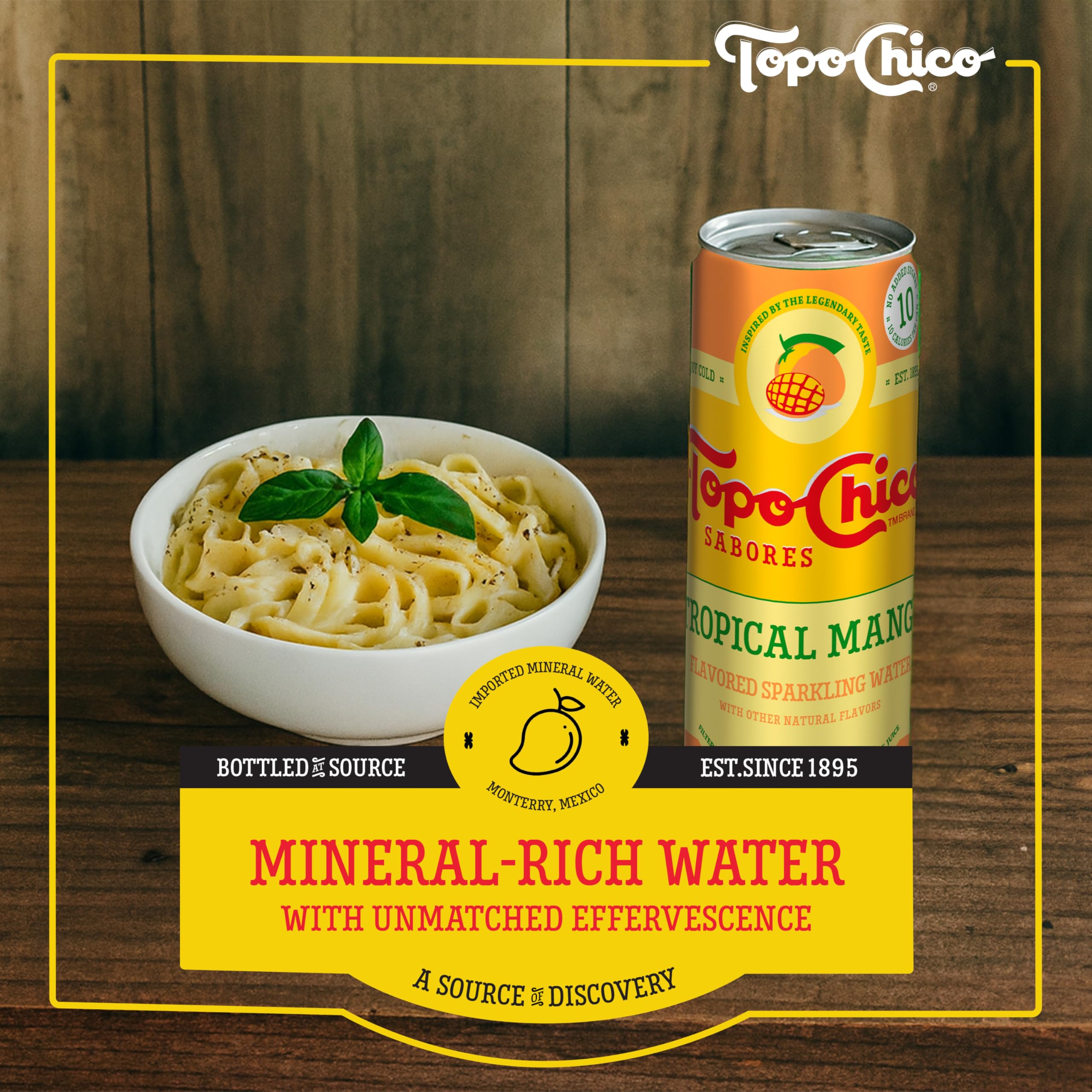 Topo Chico Tropical Mango Sparkling Water, 12 fl oz, 8 Pack