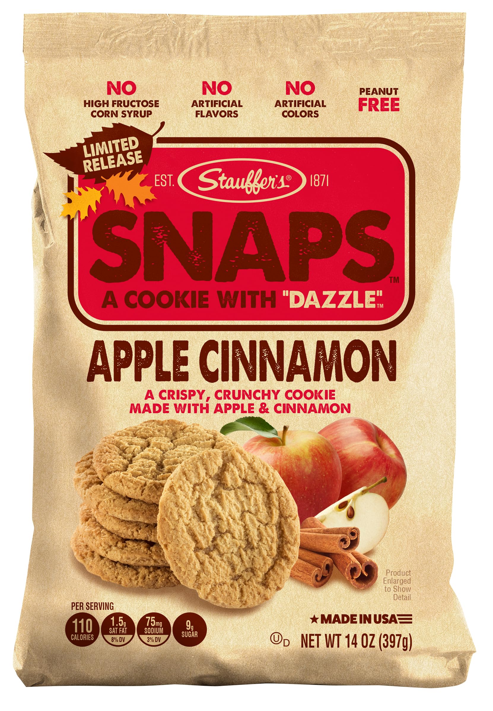 Stauffer’s Apple Cinnamon SNAPS Cookies, 14 oz, 2 Pack