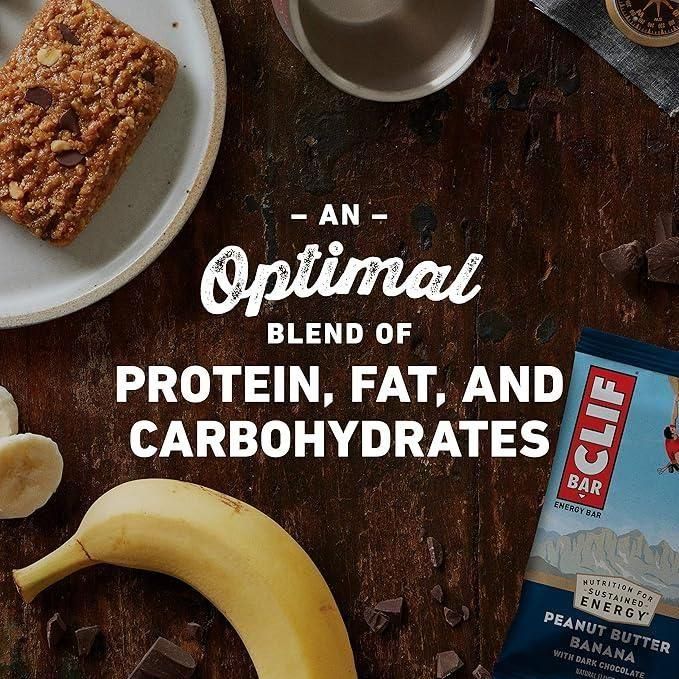 Clif Bar - Peanut Butter Banana & Dark Chocolate Protein Bars - 12 Count Energy Pack - Clif