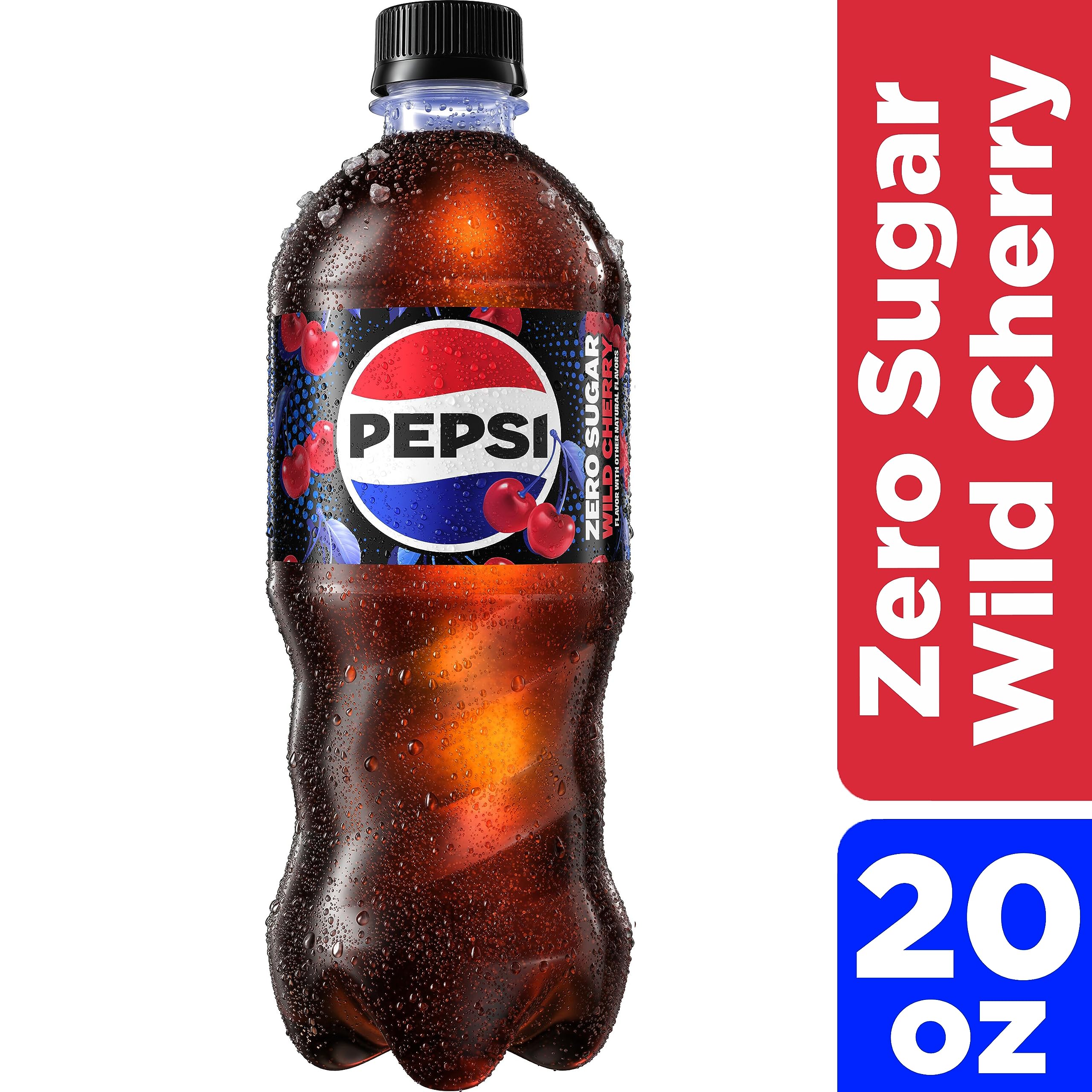 Pepsi Wild Cherry Zero Sugar, 20 Fl Oz Bottle (12 PACK)