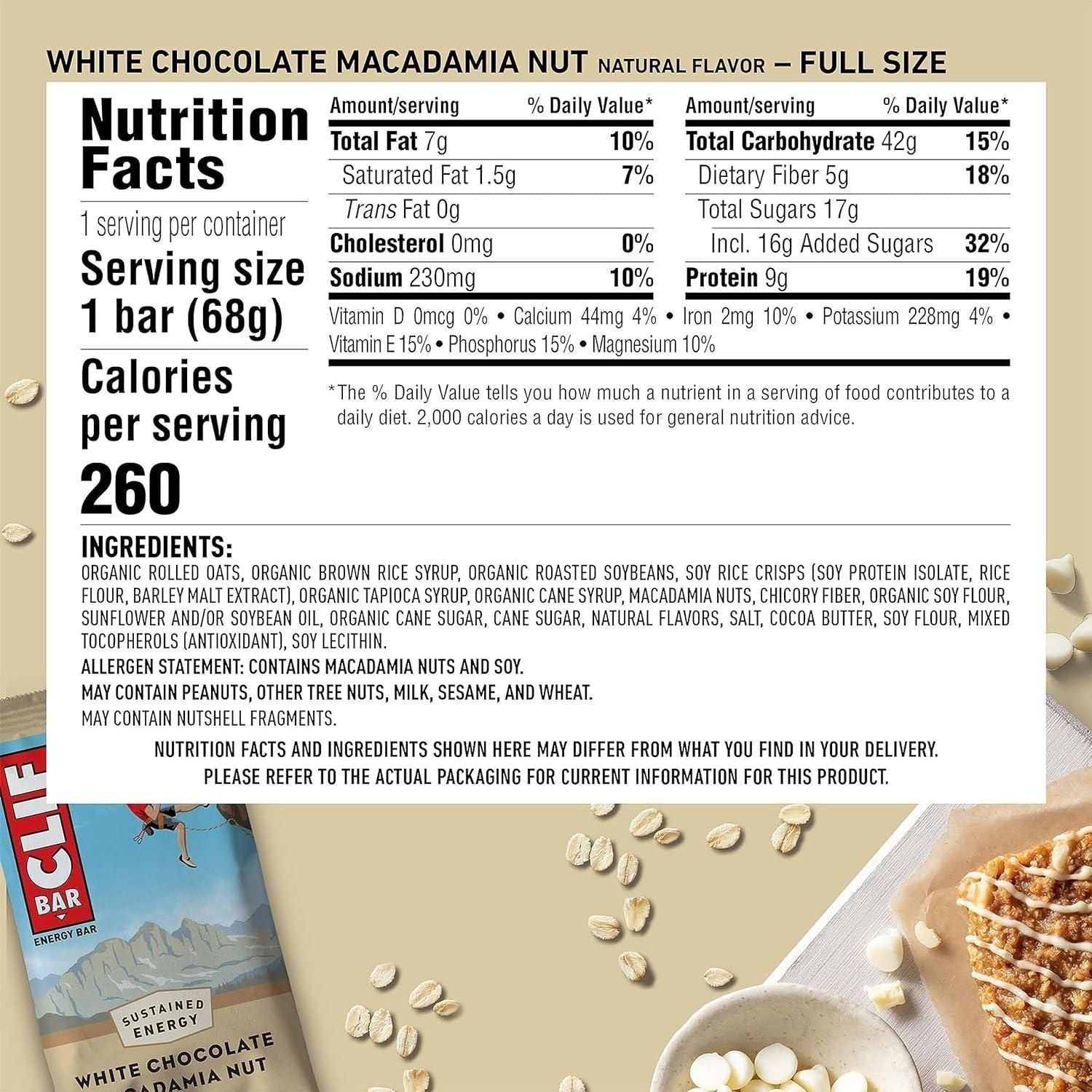Clif Bar, White Chocolate Macadamia Delight 2.4Oz - 12 Pack - Clif