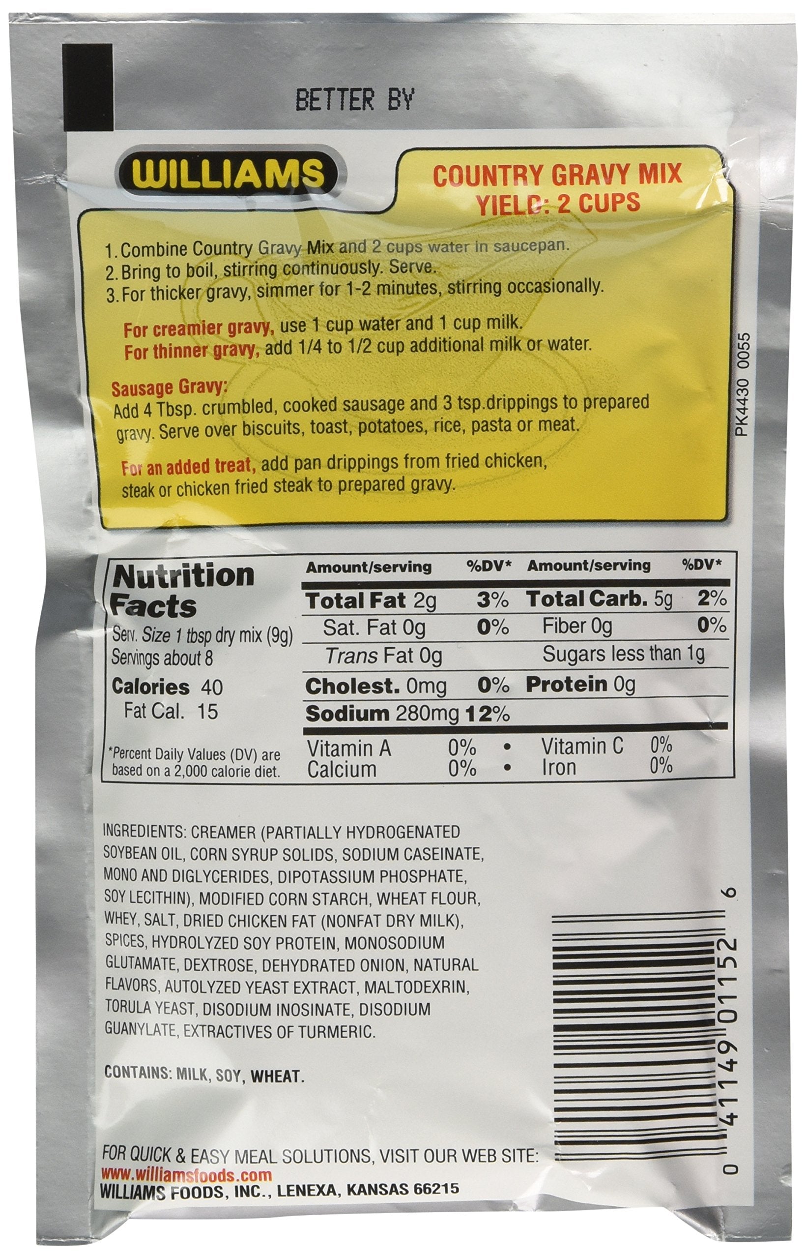 Williams Country Gravy Mix 2 Ounces (Pack of 6) - Williams