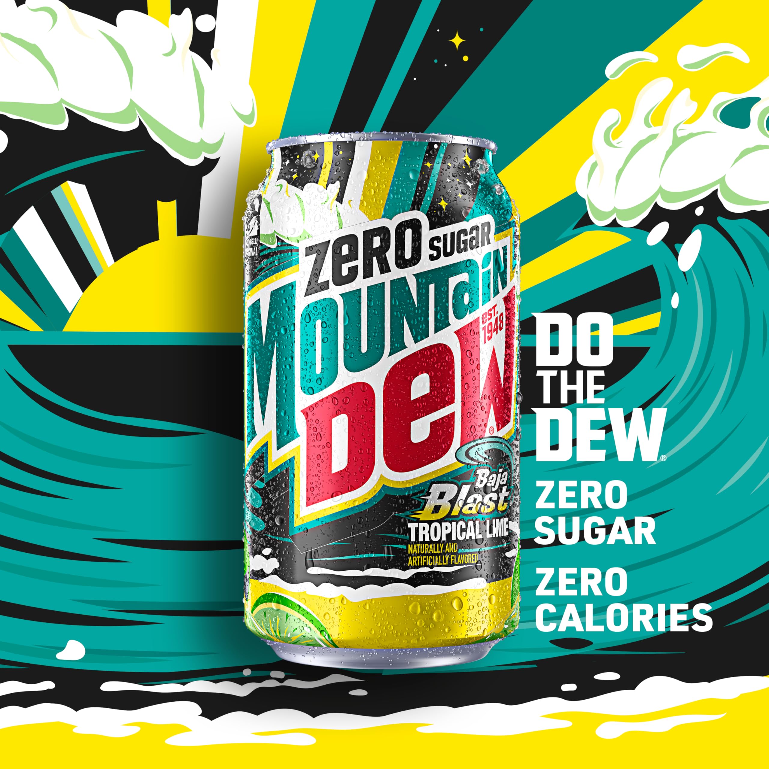 Mountain Dew, Baja Cabo Citrus Zero Sugar 12 Fl Oz Cans (Pack of 12)