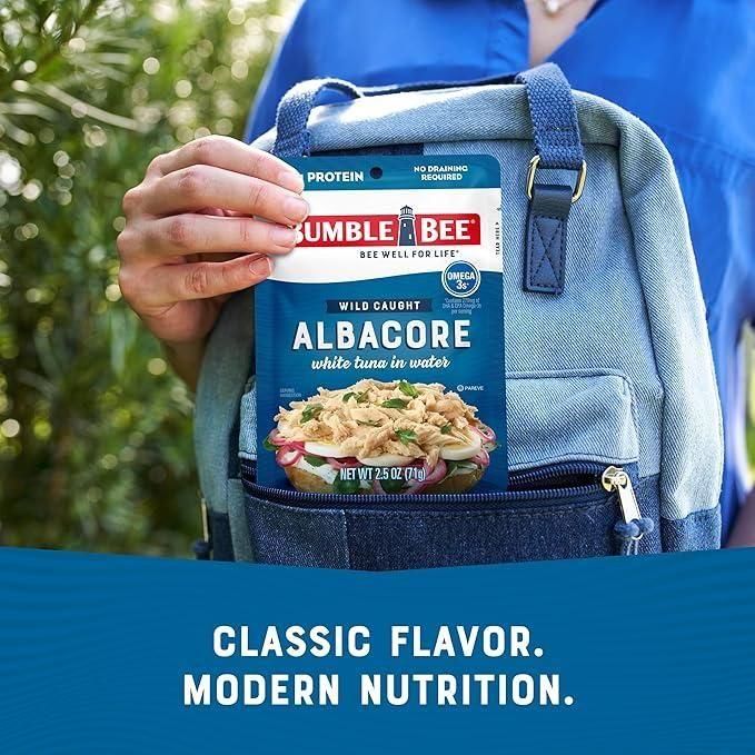 Bumble Bee Albacore Tuna Pouches in Water - 12 Pack of 2.5 Ounce Servings - Bumble Bee