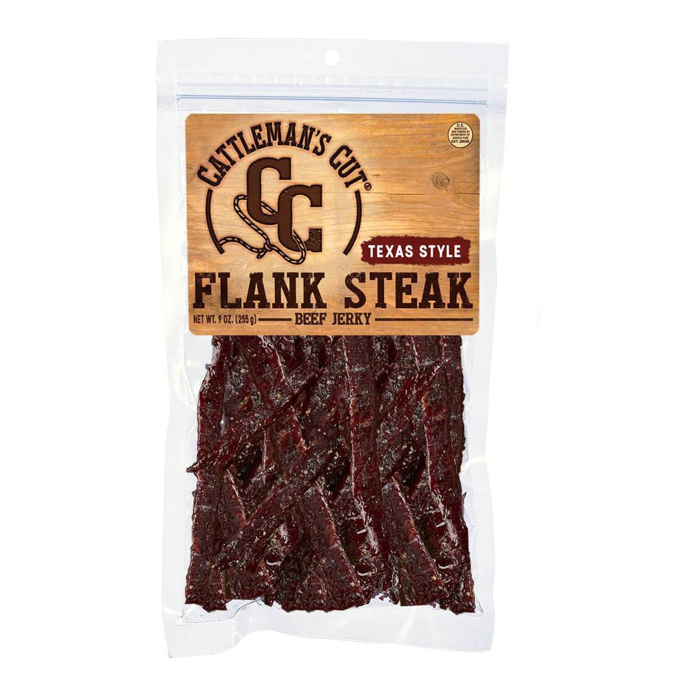 Cattleman's Cut Texas Style Flank Steak Jerky 9oz Bag - Cattleman's Cut