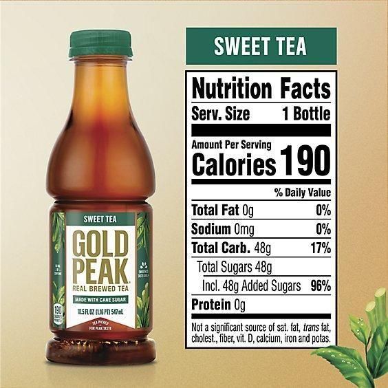 Gold Peak Real Brewed Tea Cane Sugar Sweet, Bottled Black Iced Tea Drink, 18.5 fl oz - Gold Peak