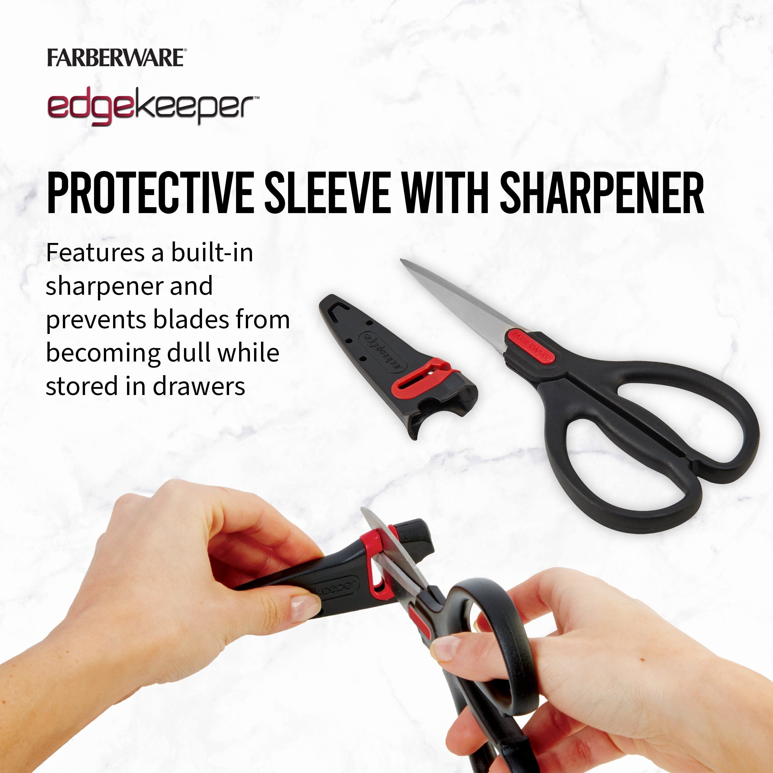Farberware Edgekeeper Stainless Steel Shears with Black Handle Sleeve with Built-in Sharpening - Farberware