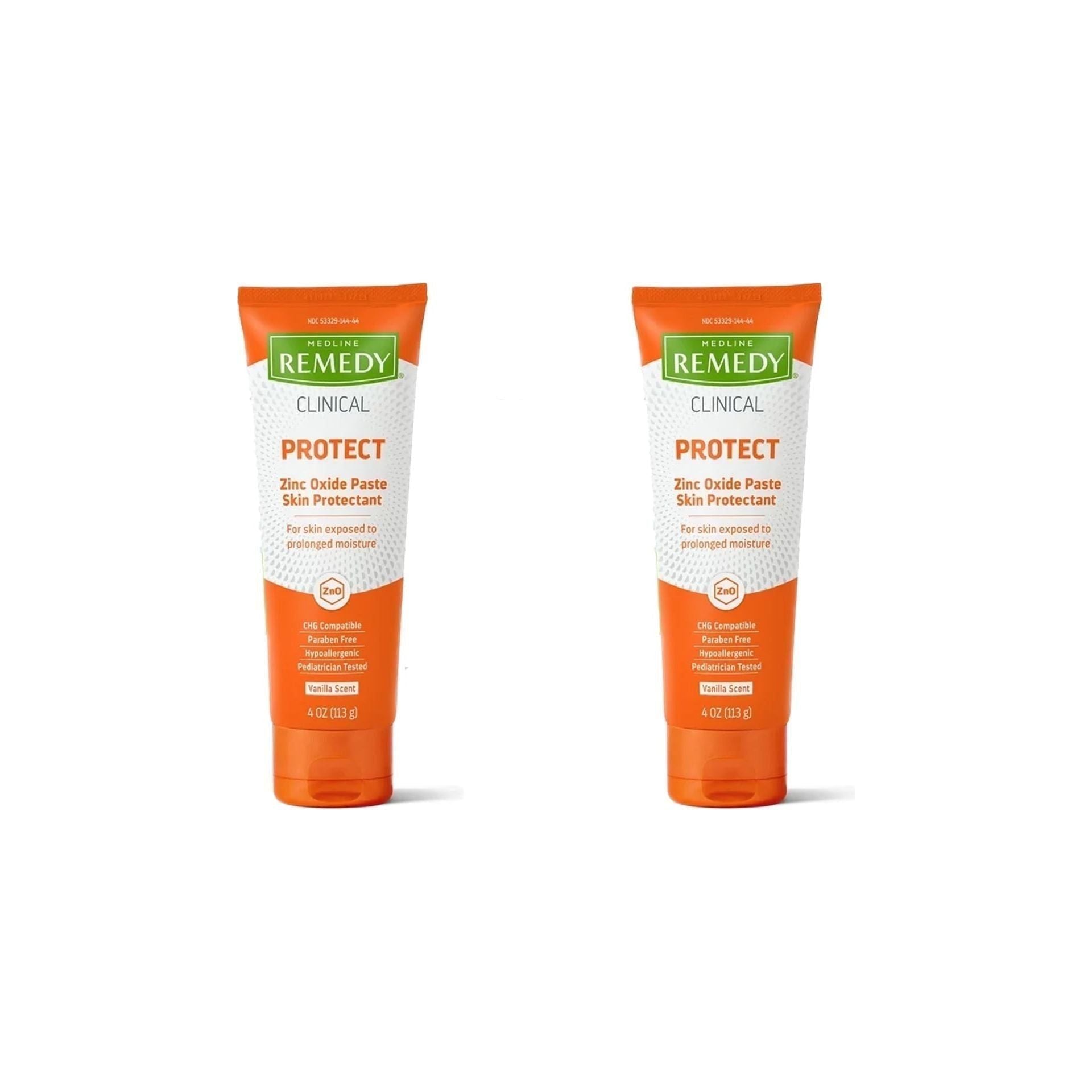 Medline Remedy Clinical Zinc Oxide Paste Hypoallergenic Pediatrician Tested Vanilla Scented 4oz, 2 Pack - Medline