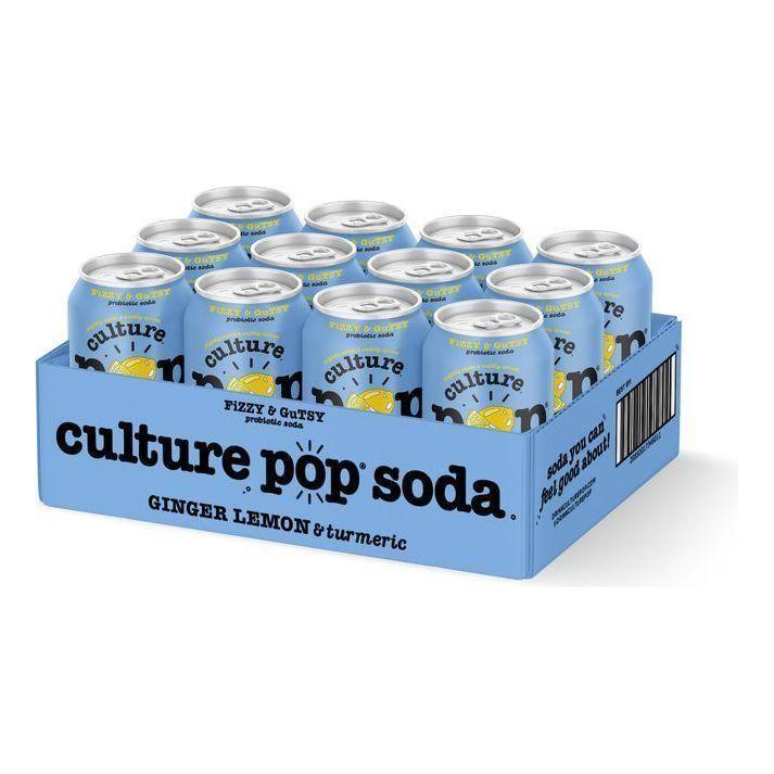 Ginger Lemon Culture Pop Probiotic Sparkling Soda - 12 oz Cans (12 Pack) - Culture Pop
