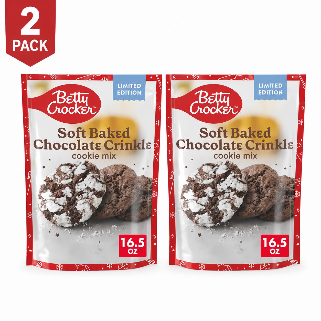 Betty Crocker Soft Baked Chocolate Crinkle Cookie Mix, 16.5 oz, 2 Pack