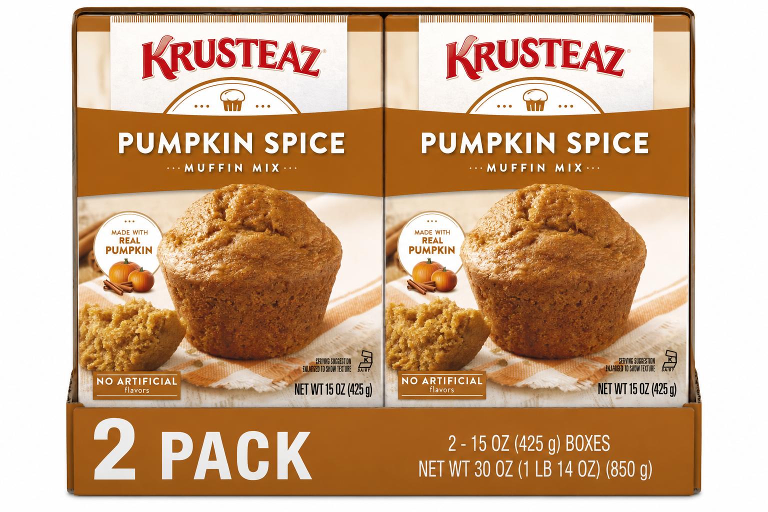 Krusteaz Pumpkin Spice Muffin Mix, 15 oz (2 Pack) - Krusteaz