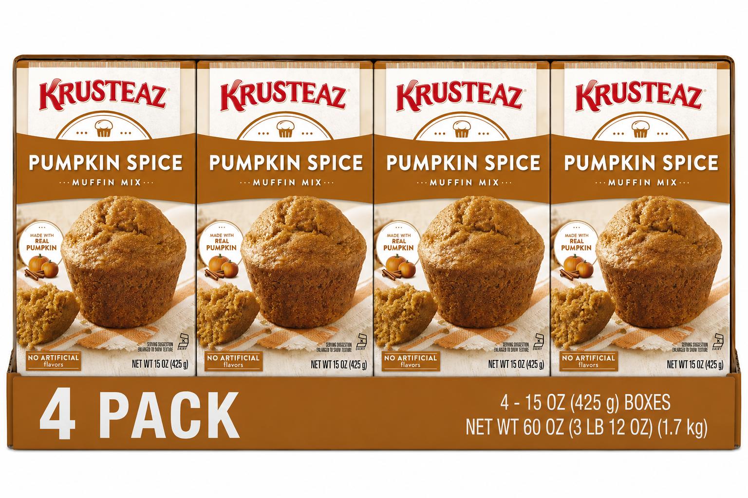 Krusteaz Pumpkin Spice Muffin Mix, 15 oz (4 Pack) - Krusteaz