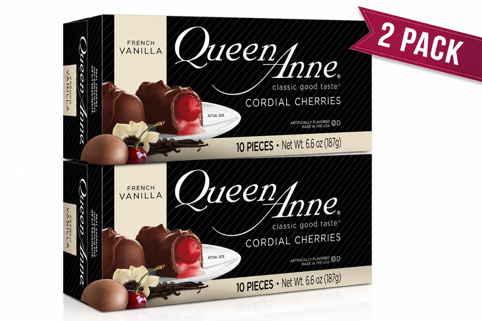 Queen Anne French Vanilla Chocolate Covered Cordial Cherries, 6.6 oz, 2-Pack - Queen Anne