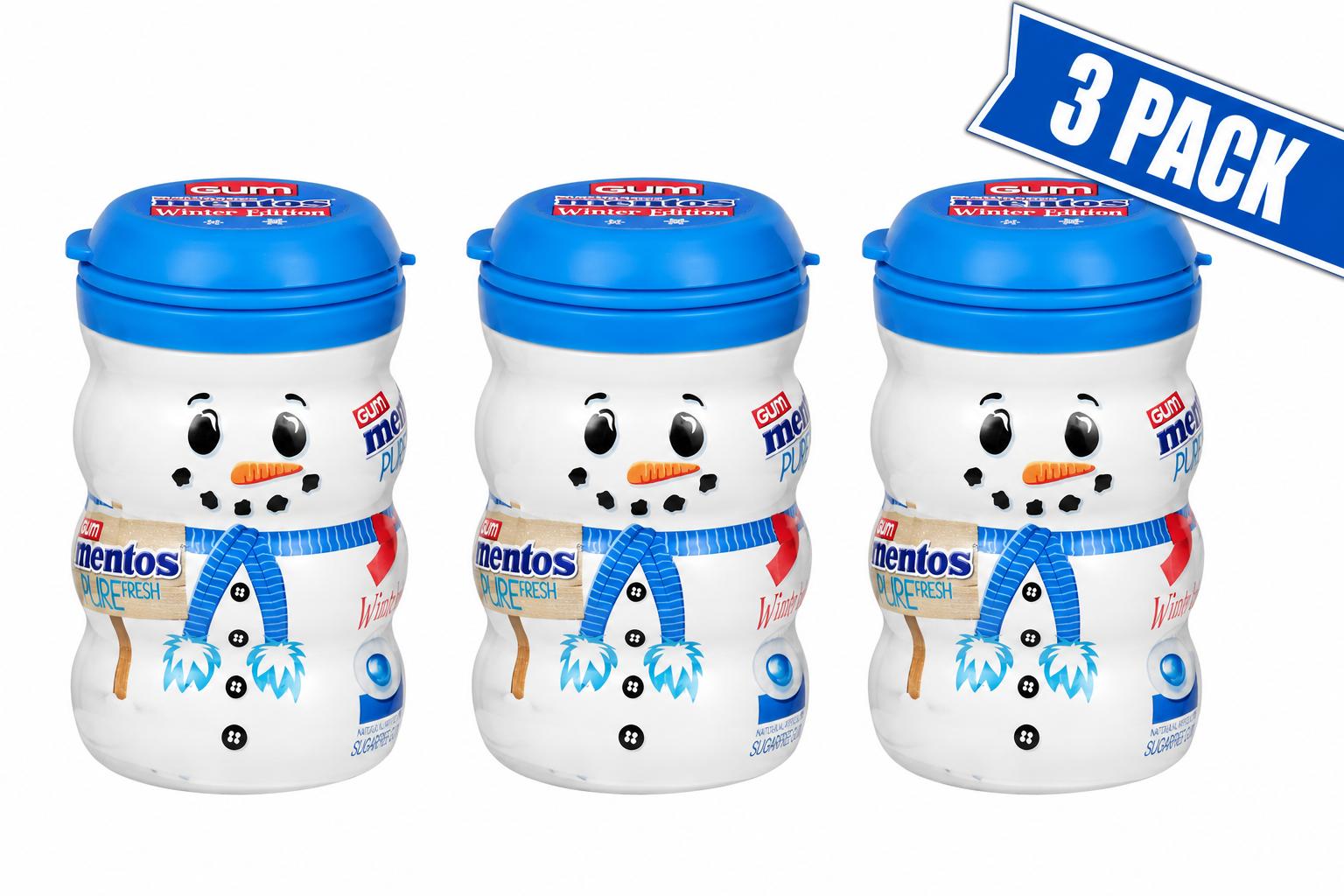 Mentos Snowman Curvy Bottle Gum, 1 oz, 3-Pack - Mentos