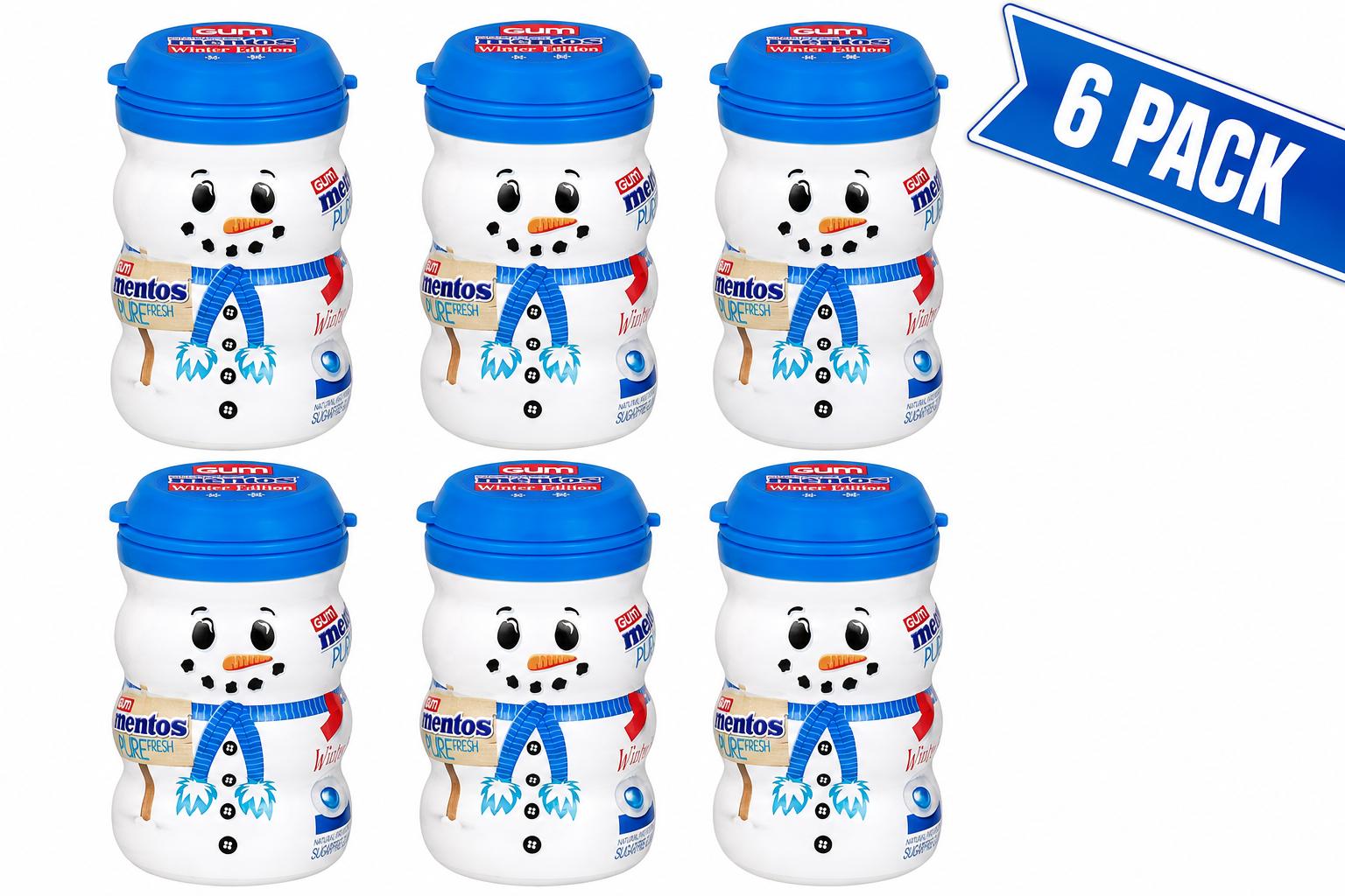 Mentos Snowman Curvy Bottle Gum, 1 oz, 6-Pack - Mentos